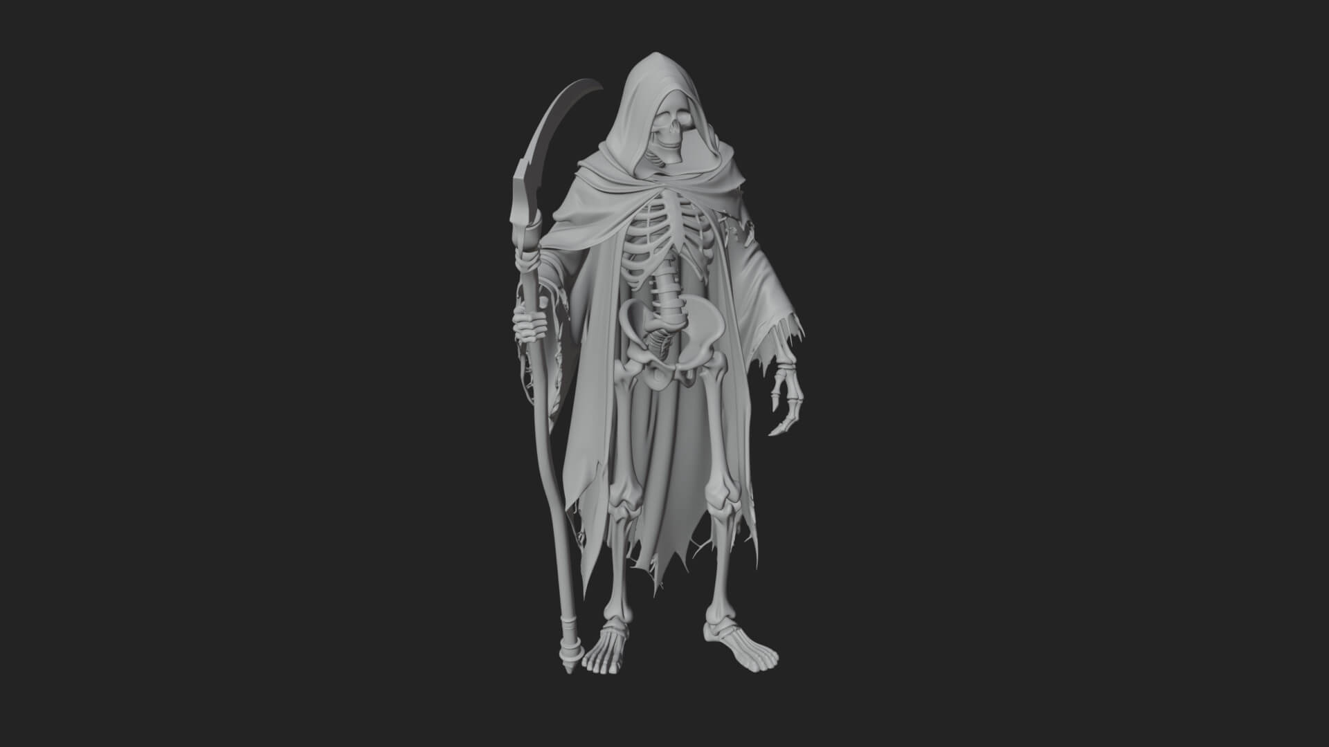 Hooded Skeleton Reaper Statue Design 31 3d Print Model 3D Model