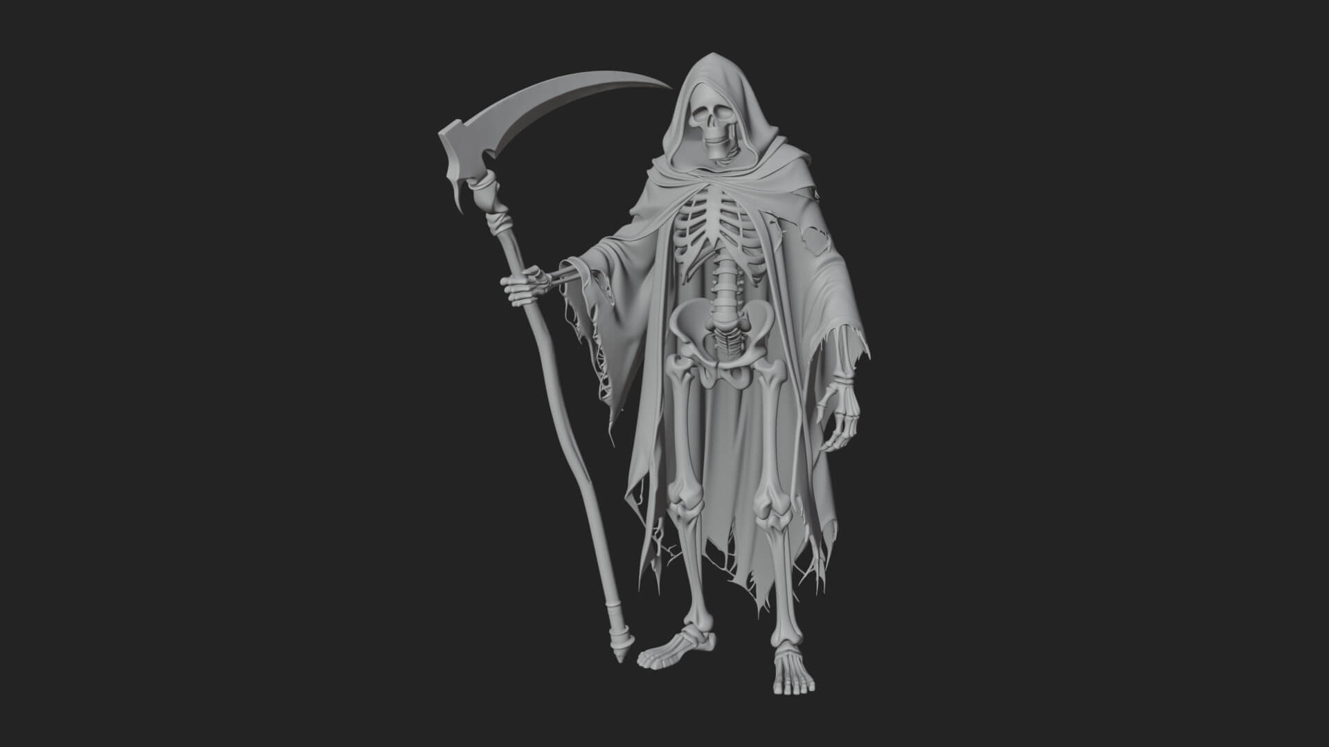 Hooded Skeleton Reaper Statue Design 31 3d Print Model 3D Model