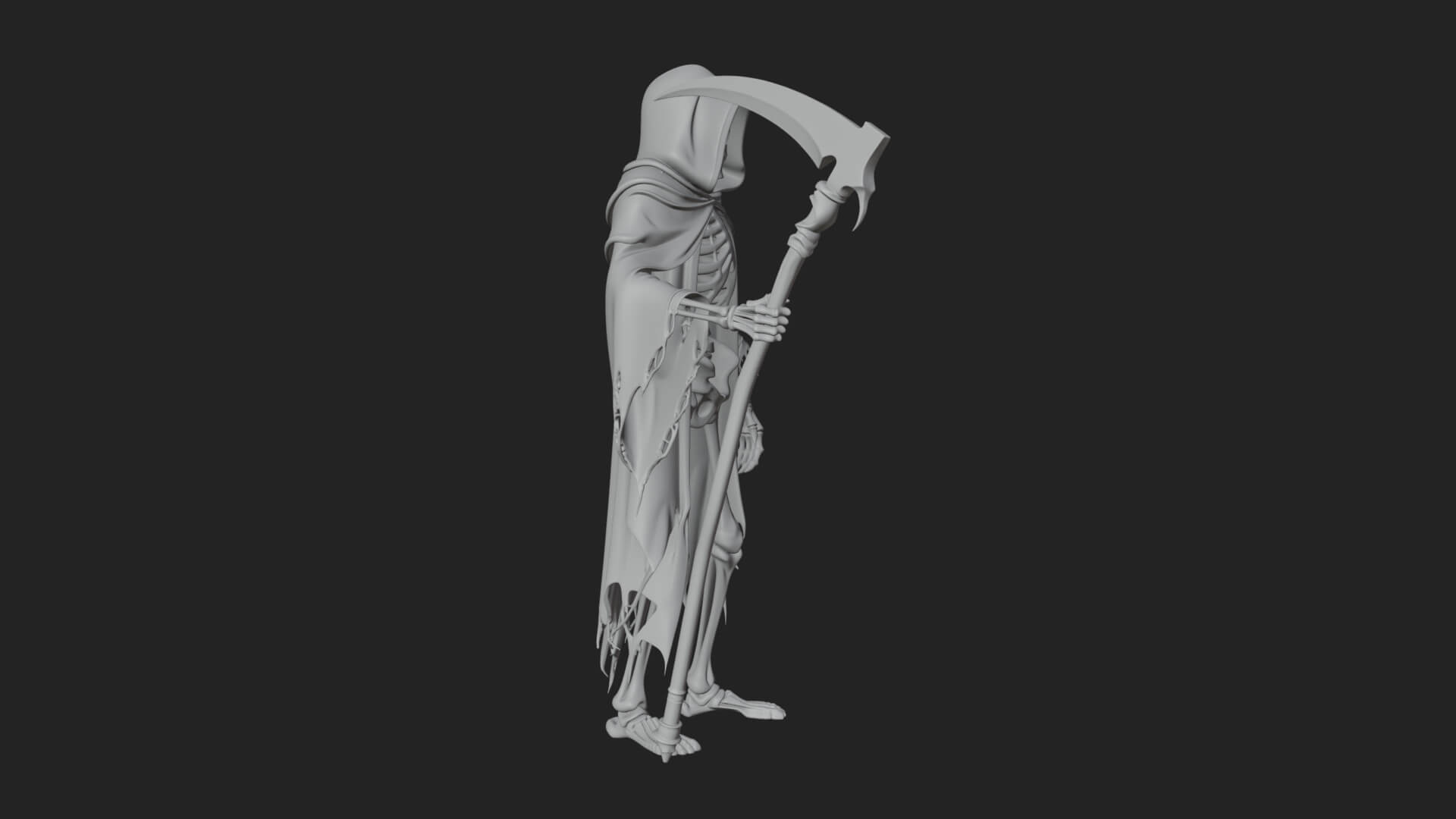 Hooded Skeleton Reaper Statue Design 31 3d Print Model 3D Model