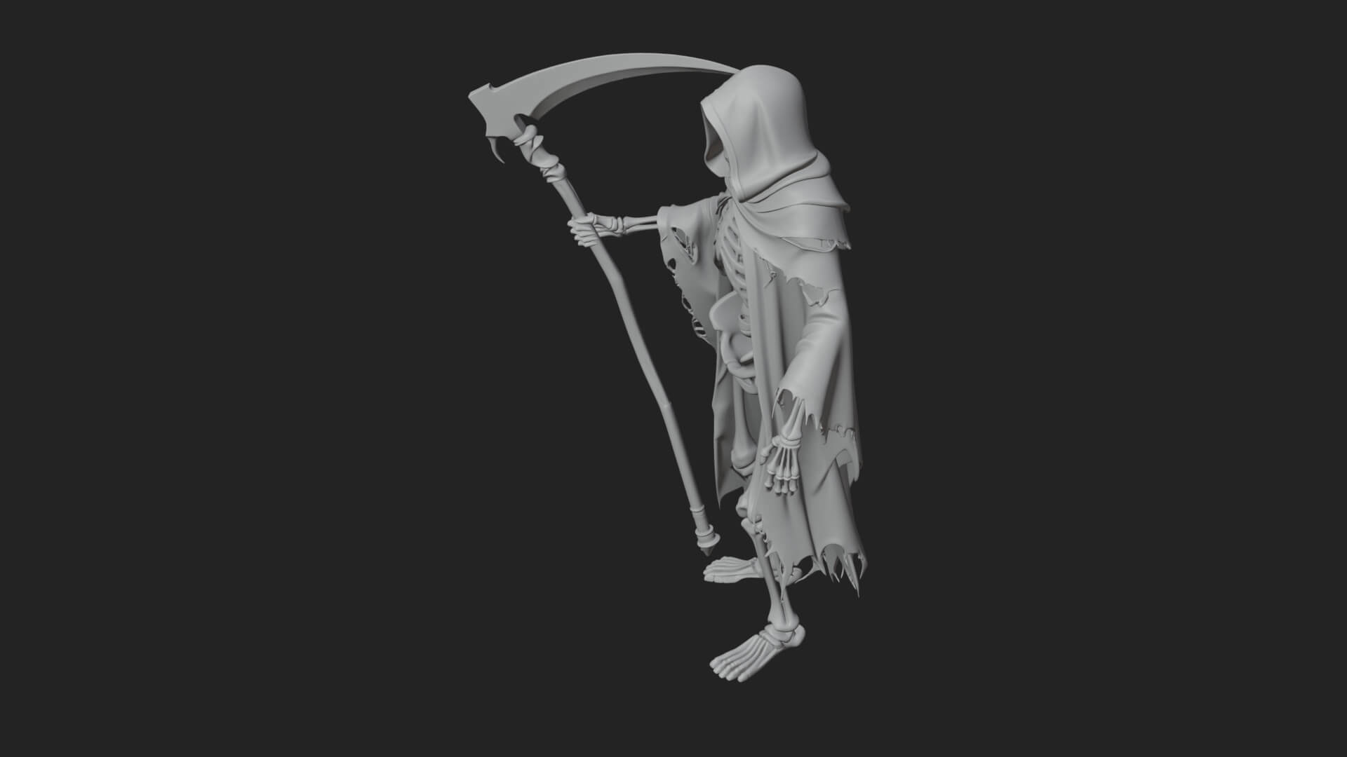 Hooded Skeleton Reaper Statue Design 31 3d Print Model 3D Model
