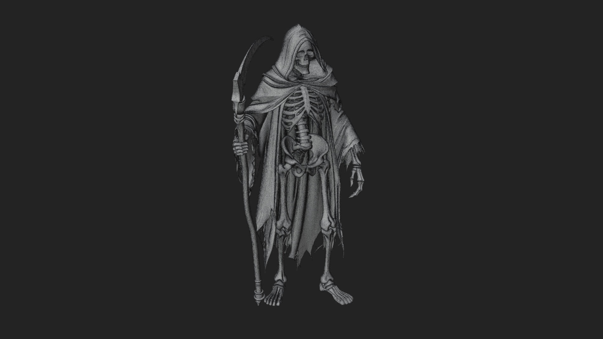 Hooded Skeleton Reaper Statue Design 31 3d Print Model 3D Model