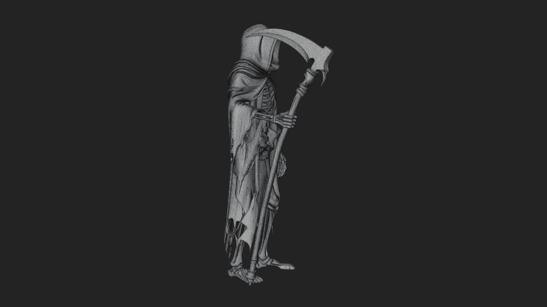 Hooded Skeleton Reaper Statue Design 31 3d Print Model 3D Model