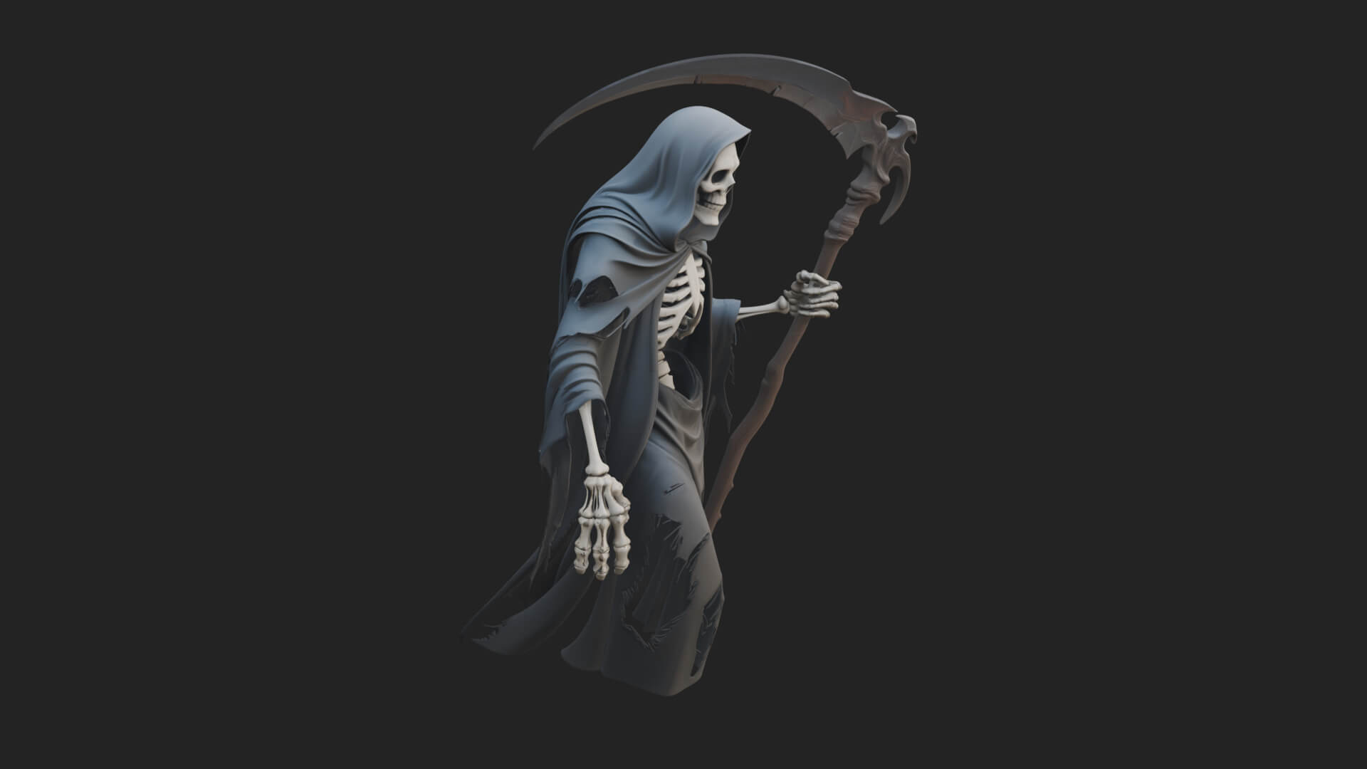 Hooded Skeleton Reaper Statue Design 32 3D Print Model 3D Model
