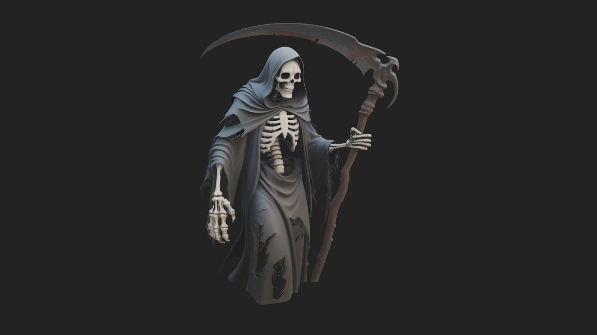 Hooded Skeleton Reaper Statue Design 32 3D Print Model 3D Model