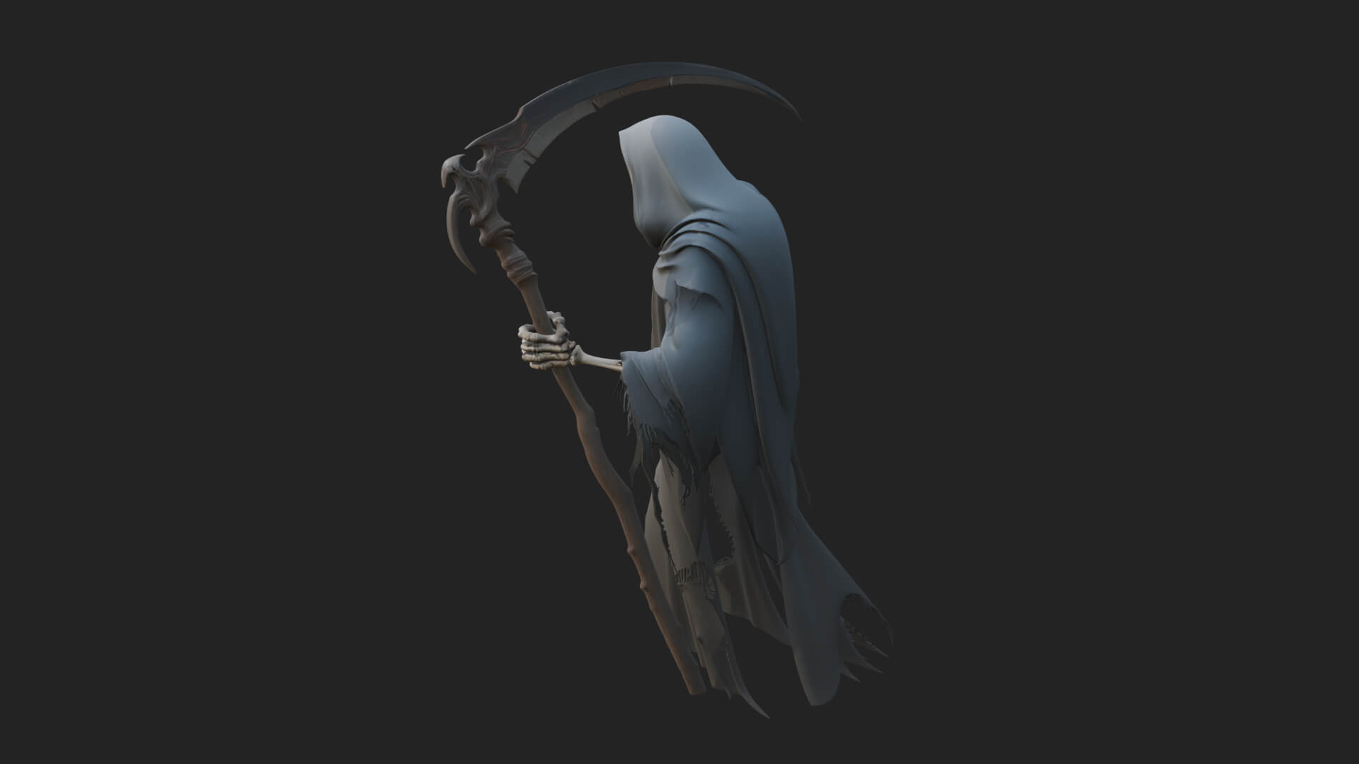 Hooded Skeleton Reaper Statue Design 32 3D Print Model 3D Model