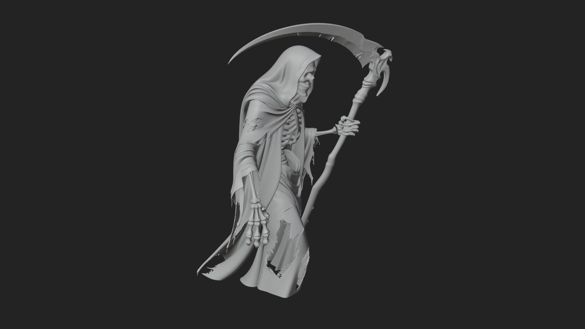 Hooded Skeleton Reaper Statue Design 32 3D Print Model 3D Model