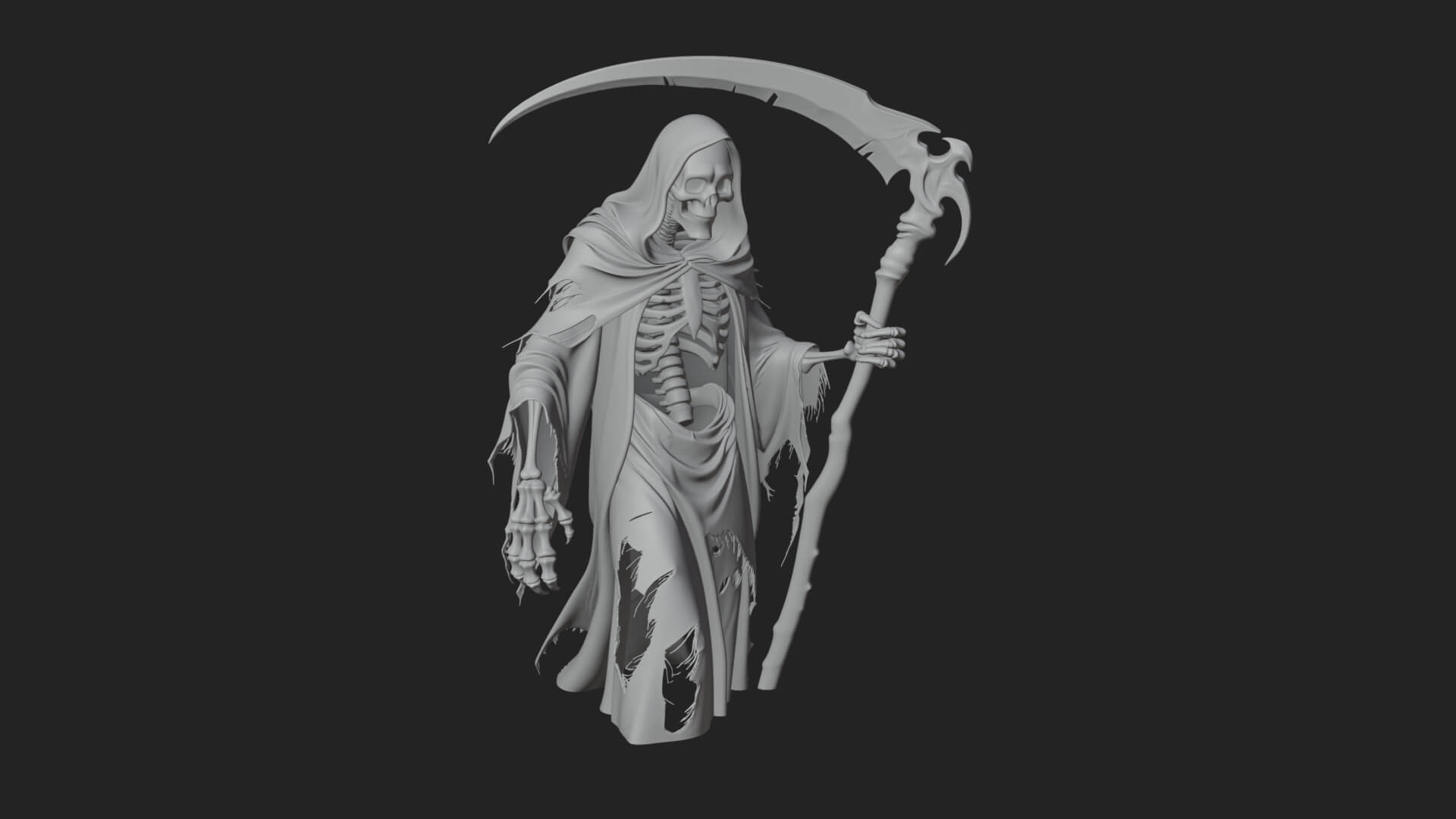 Hooded Skeleton Reaper Statue Design 32 3D Print Model 3D Model