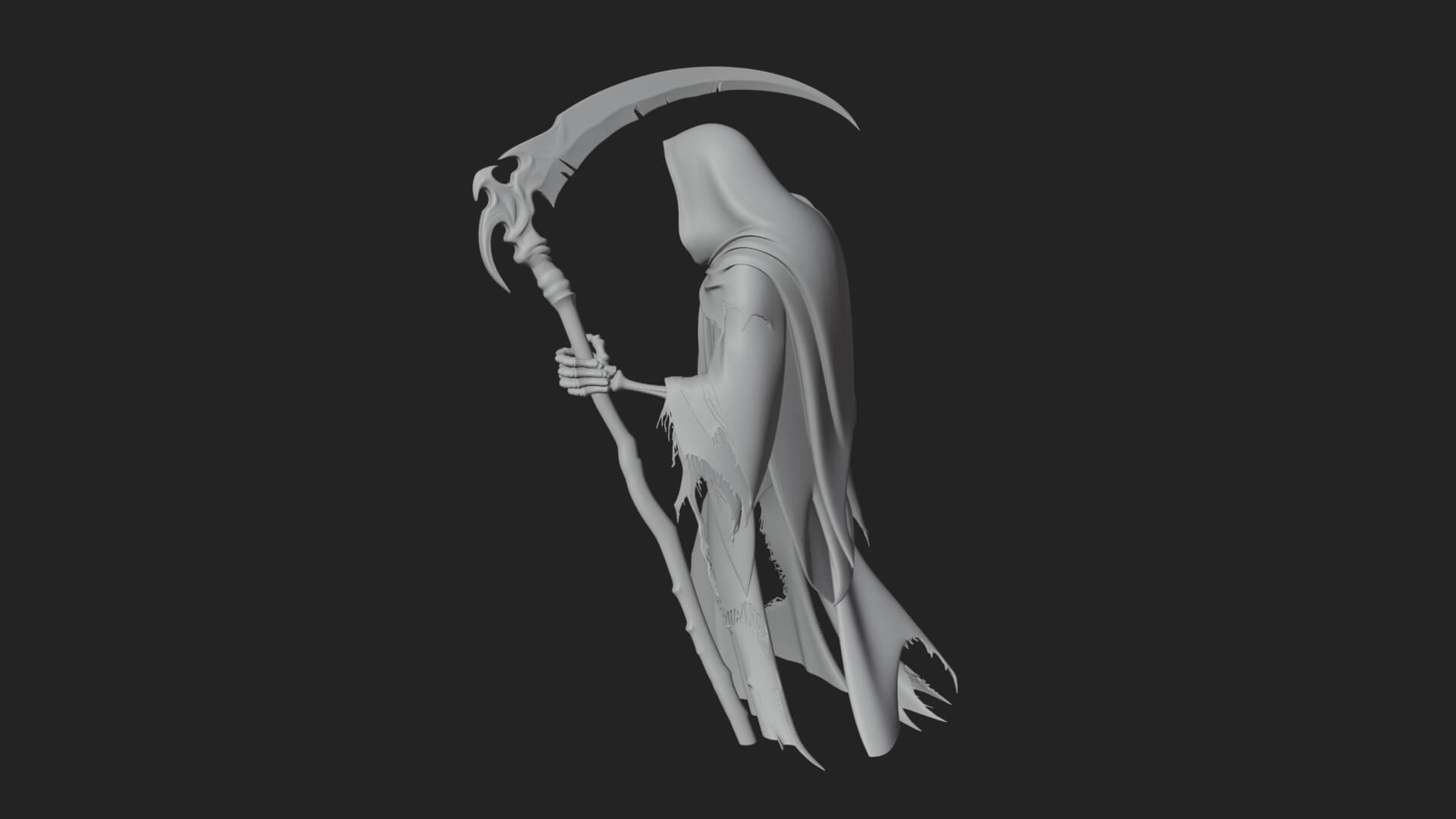 Hooded Skeleton Reaper Statue Design 32 3D Print Model 3D Model