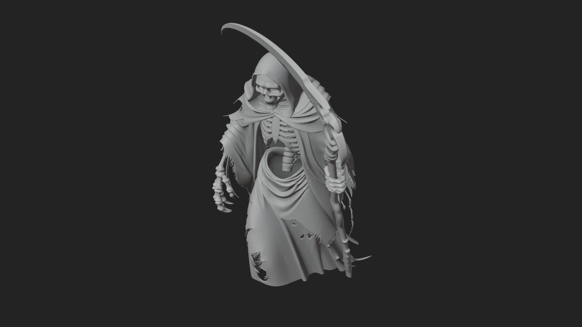 Hooded Skeleton Reaper Statue Design 32 3D Print Model 3D Model