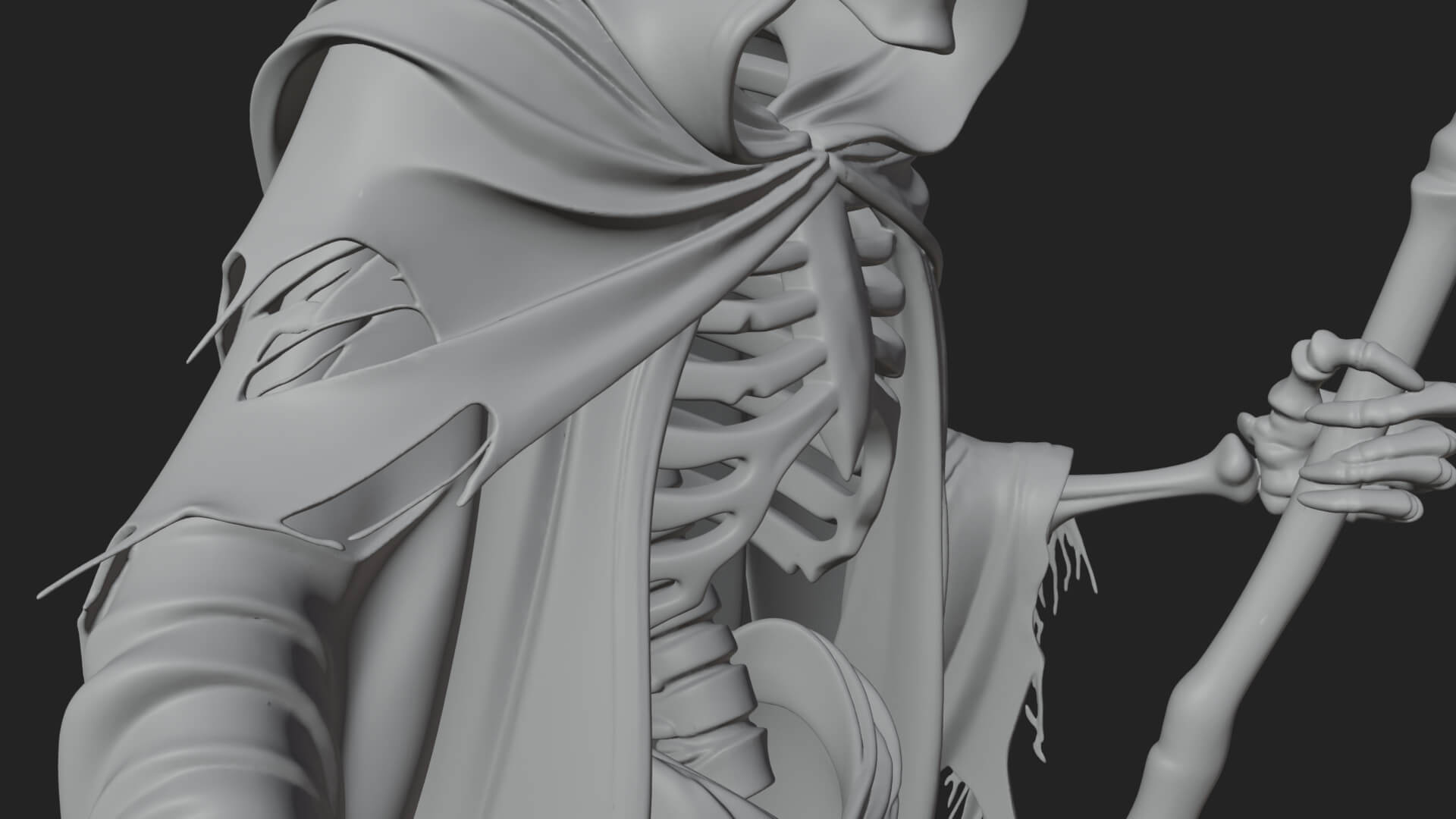 Hooded Skeleton Reaper Statue Design 32 3D Print Model 3D Model