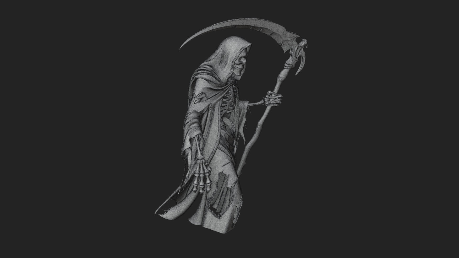 Hooded Skeleton Reaper Statue Design 32 3D Print Model 3D Model