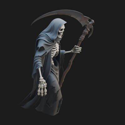Hooded Skeleton Reaper Statue Design 32 3D Print Model
