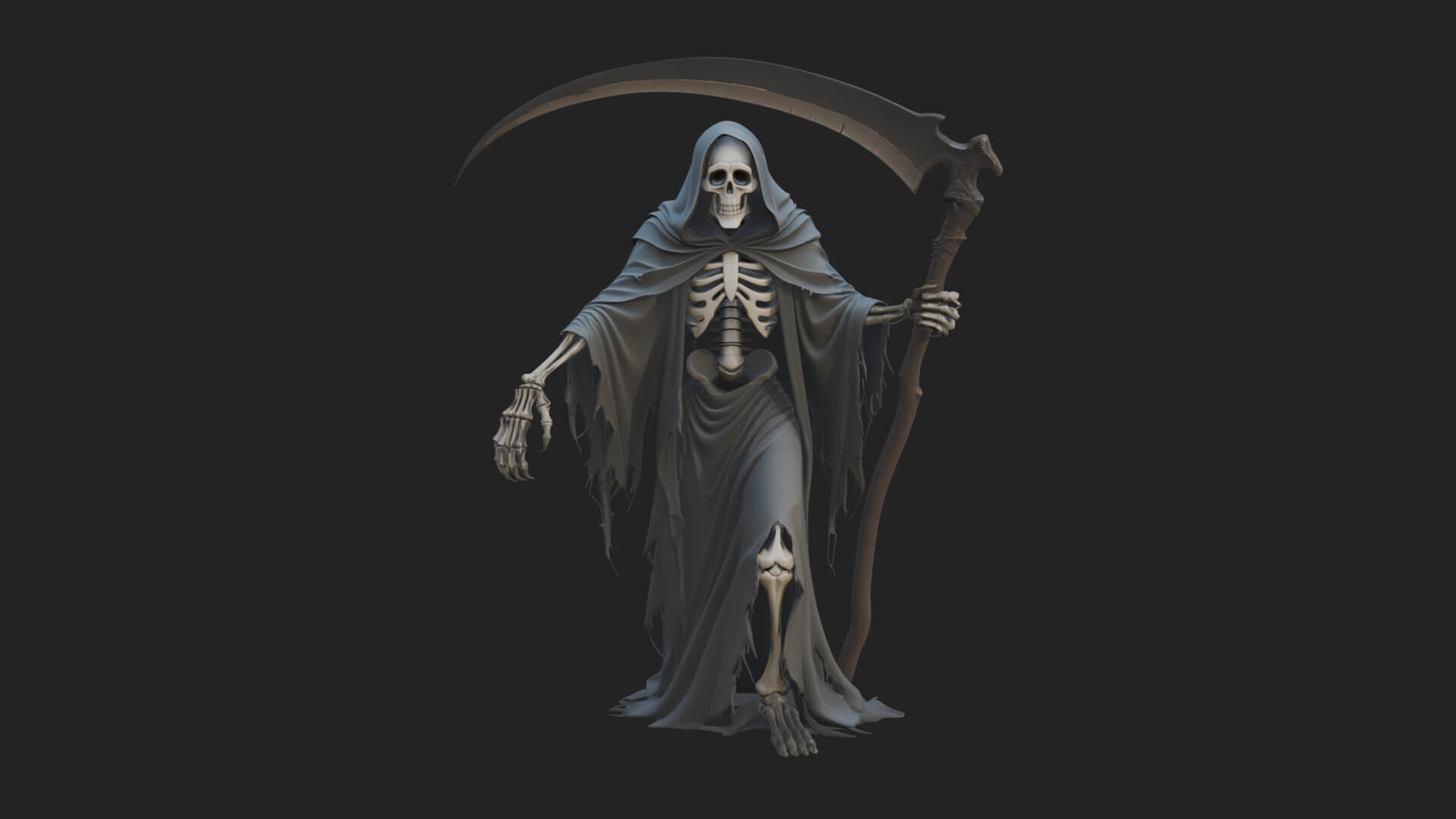 Hooded Skeleton Reaper Statue Design 33 3D Print Model 3D Model