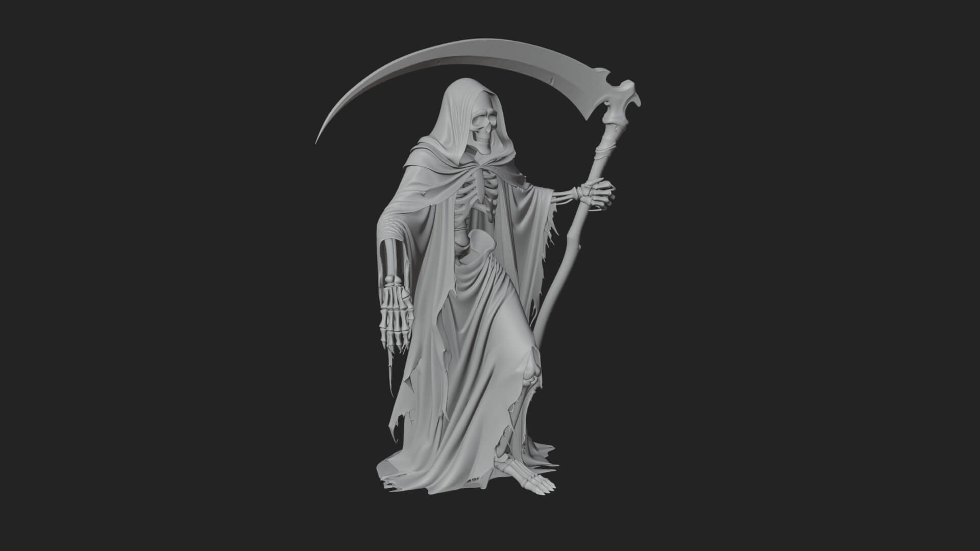 Hooded Skeleton Reaper Statue Design 33 3D Print Model 3D Model