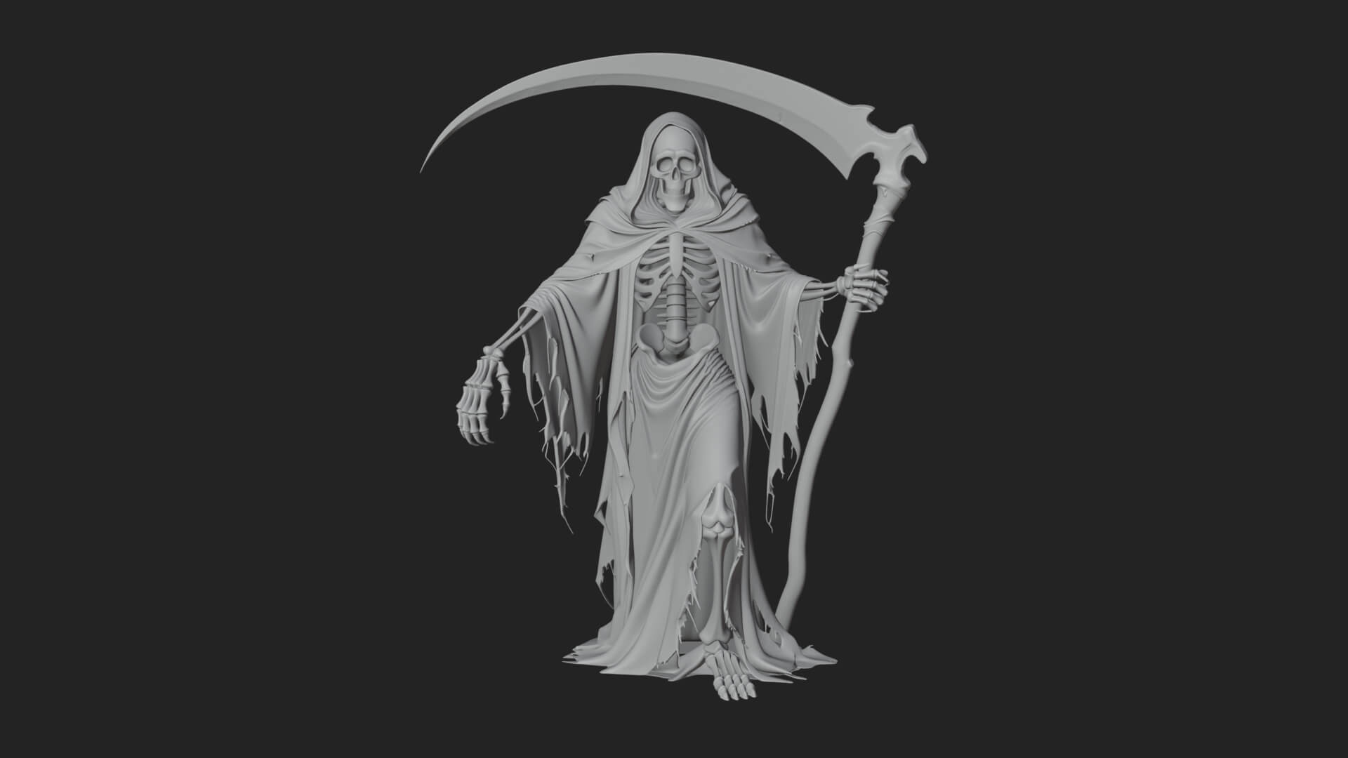 Hooded Skeleton Reaper Statue Design 33 3D Print Model 3D Model