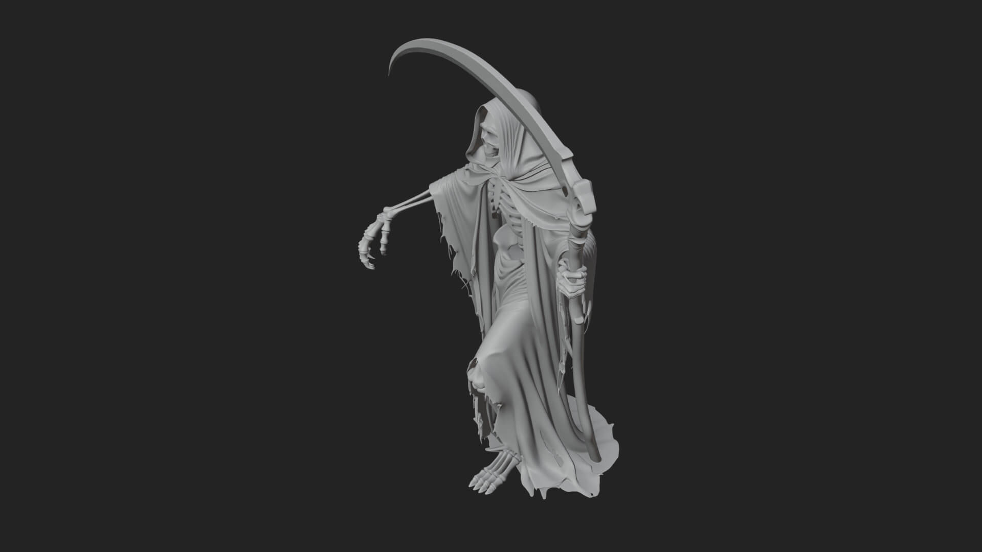 Hooded Skeleton Reaper Statue Design 33 3D Print Model 3D Model
