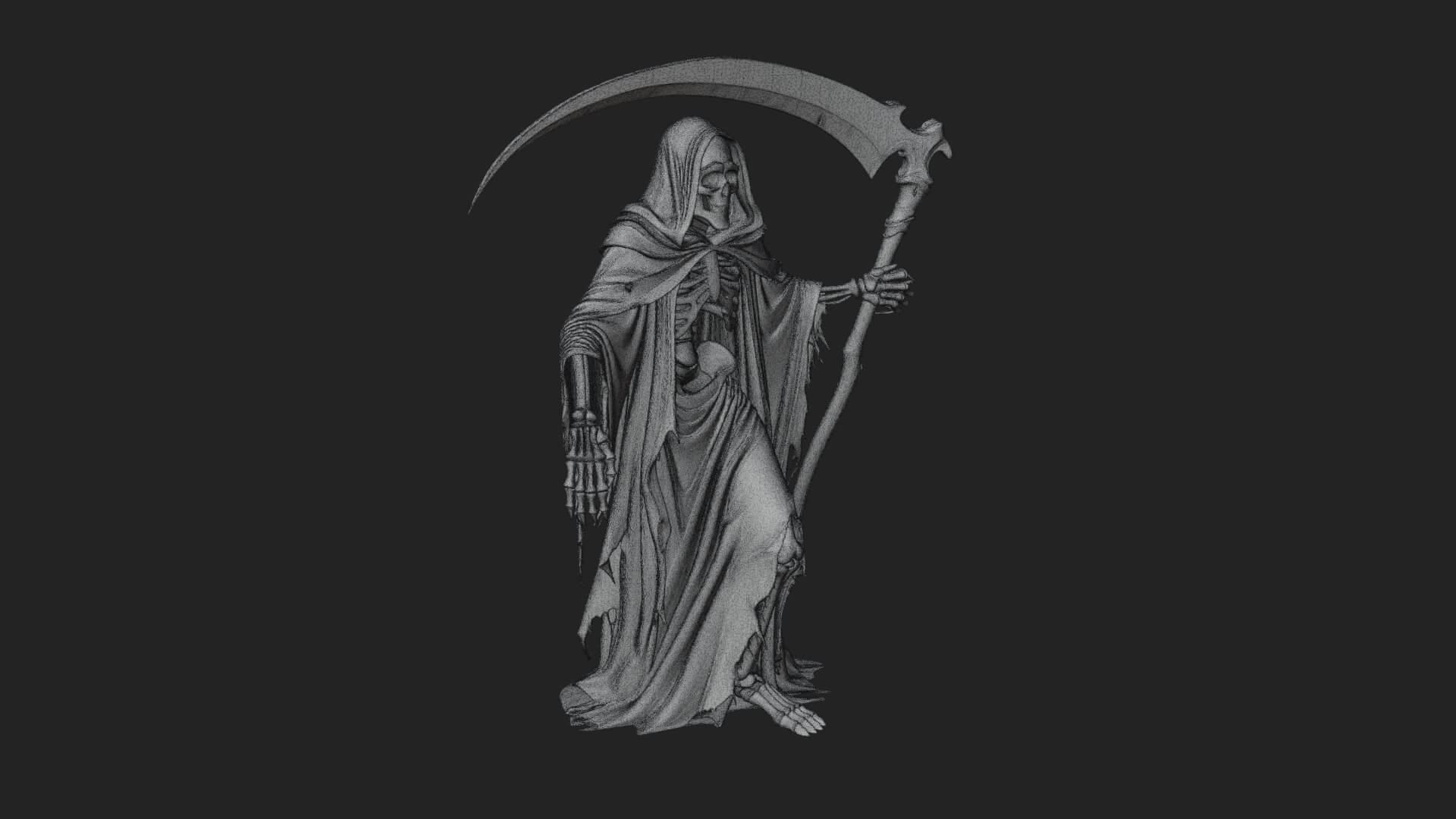Hooded Skeleton Reaper Statue Design 33 3D Print Model 3D Model