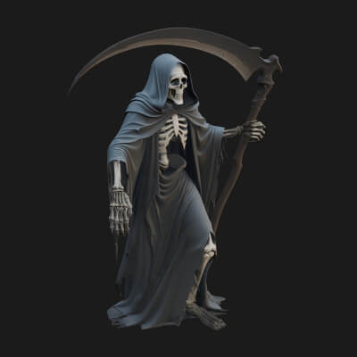 Hooded Skeleton Reaper Statue Design 33 3D Print Model
