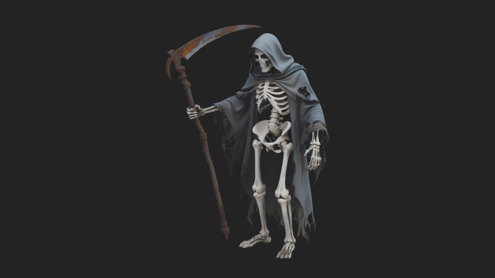 Hooded Skeleton Reaper Statue Design 34 3D Print Model 3D Model