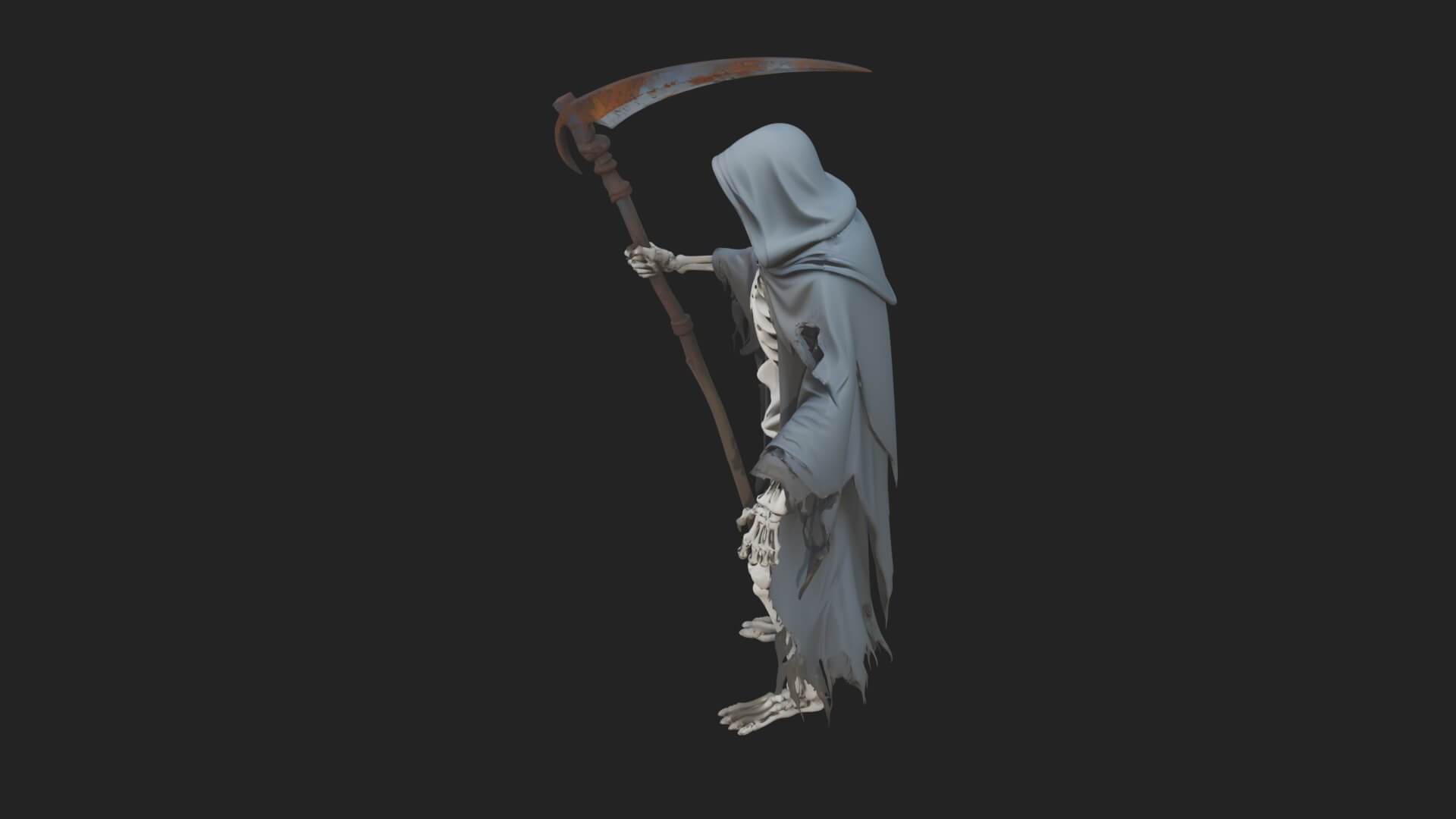 Hooded Skeleton Reaper Statue Design 34 3D Print Model 3D Model