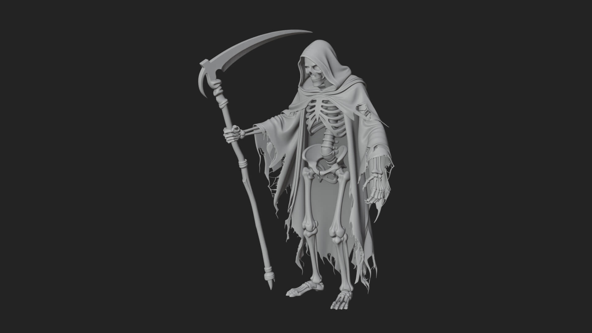 Hooded Skeleton Reaper Statue Design 34 3D Print Model 3D Model
