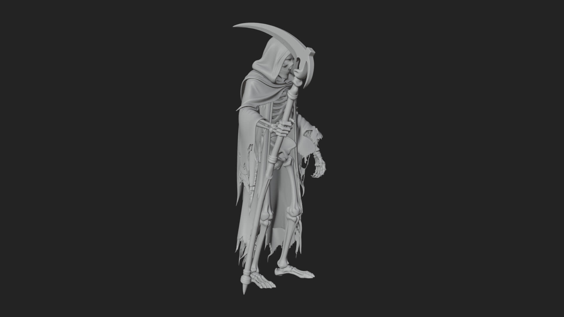 Hooded Skeleton Reaper Statue Design 34 3D Print Model 3D Model