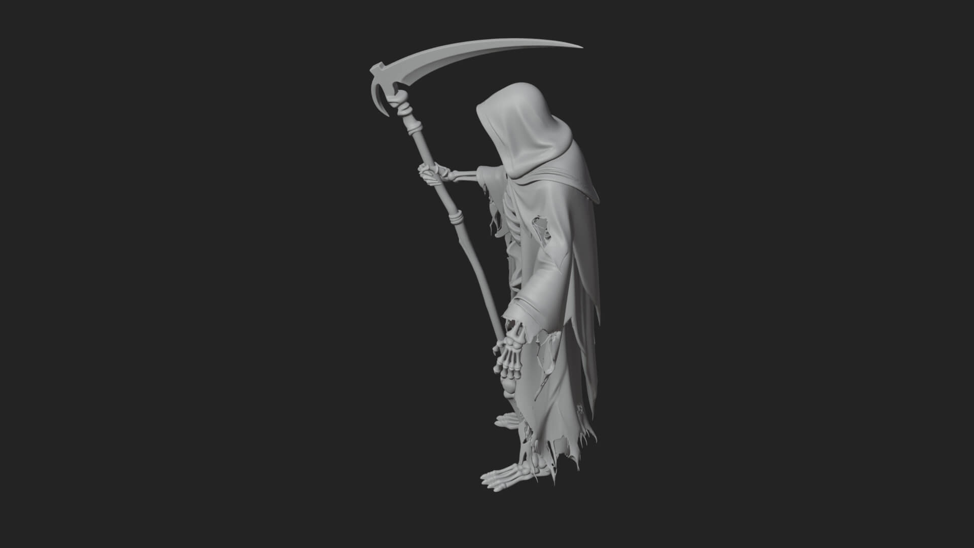 Hooded Skeleton Reaper Statue Design 34 3D Print Model 3D Model