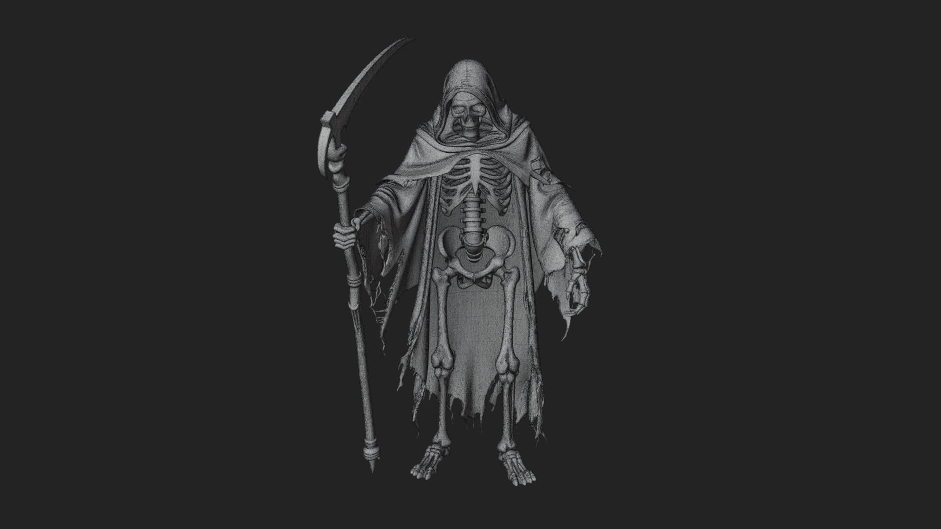 Hooded Skeleton Reaper Statue Design 34 3D Print Model 3D Model