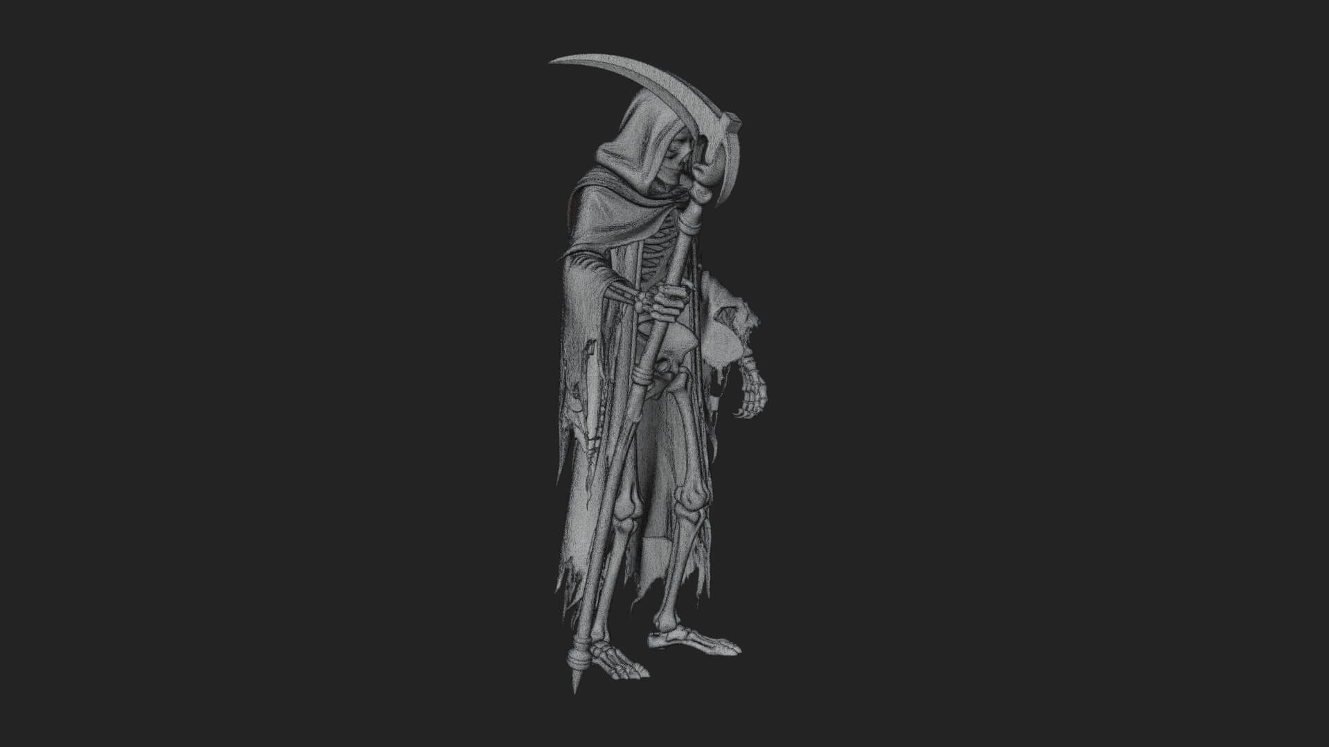 Hooded Skeleton Reaper Statue Design 34 3D Print Model 3D Model