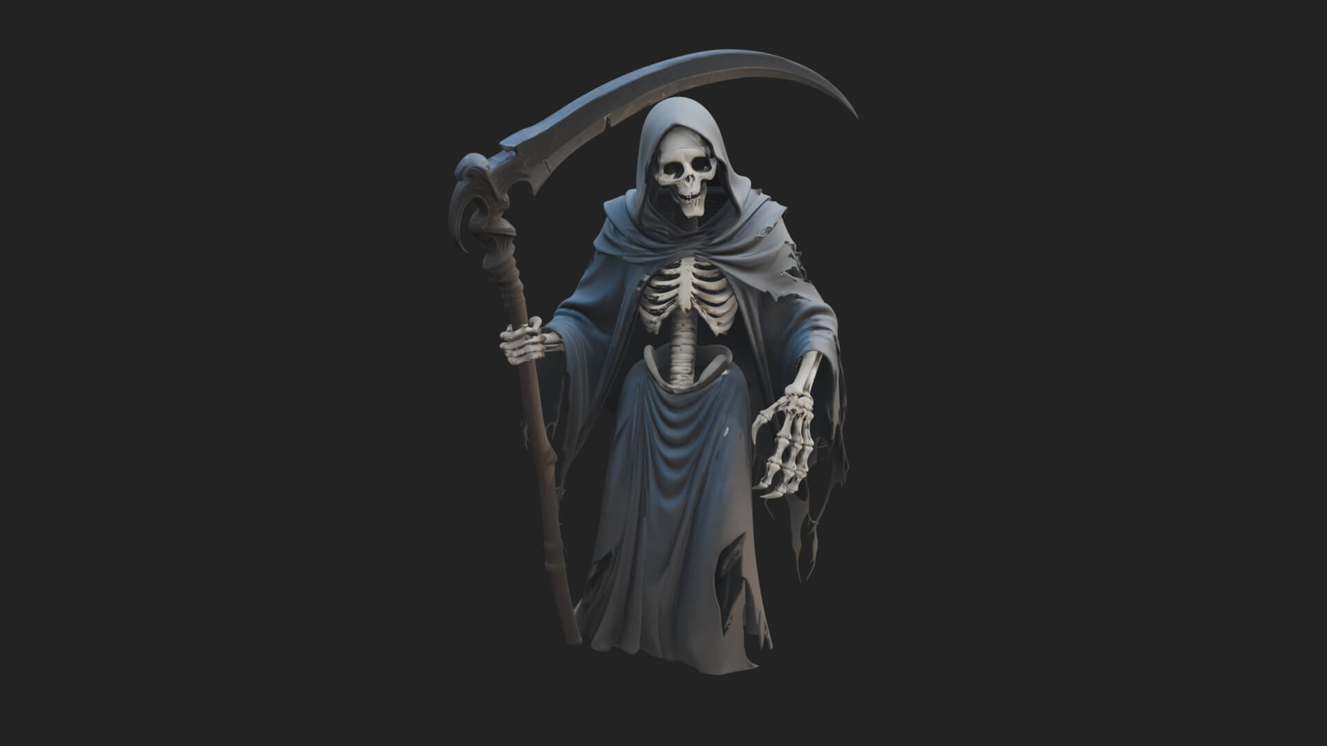 Hooded Skeleton Reaper Statue Design 35 3D Print Model 3D Model