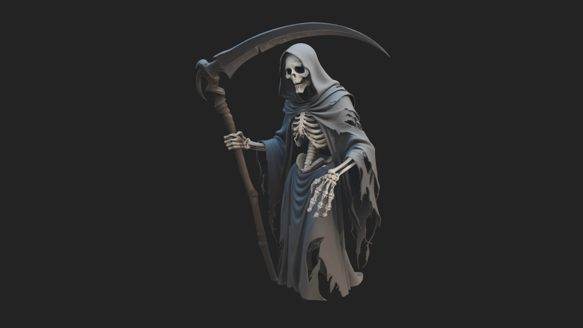 Hooded Skeleton Reaper Statue Design 35 3D Print Model 3D Model