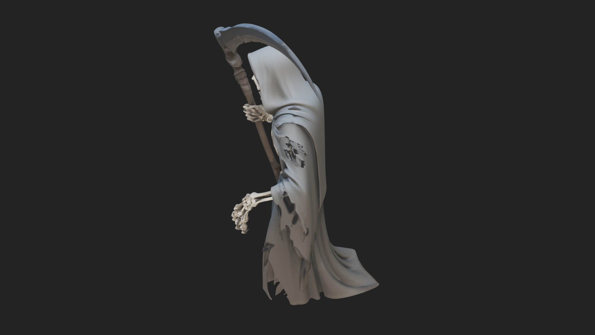 Hooded Skeleton Reaper Statue Design 35 3D Print Model 3D Model