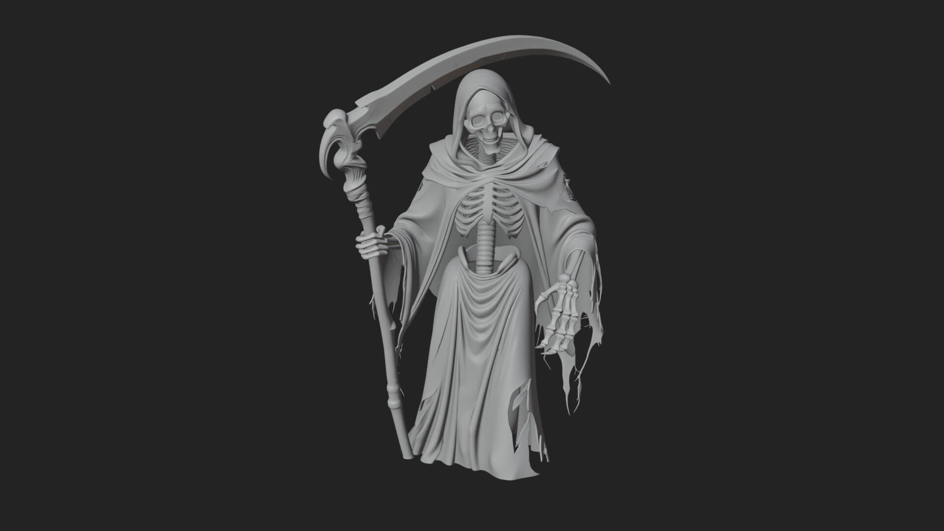 Hooded Skeleton Reaper Statue Design 35 3D Print Model 3D Model