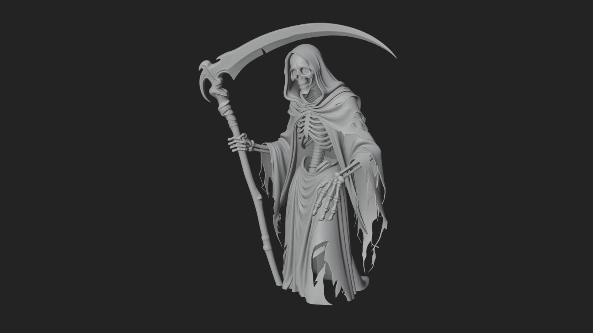 Hooded Skeleton Reaper Statue Design 35 3D Print Model 3D Model