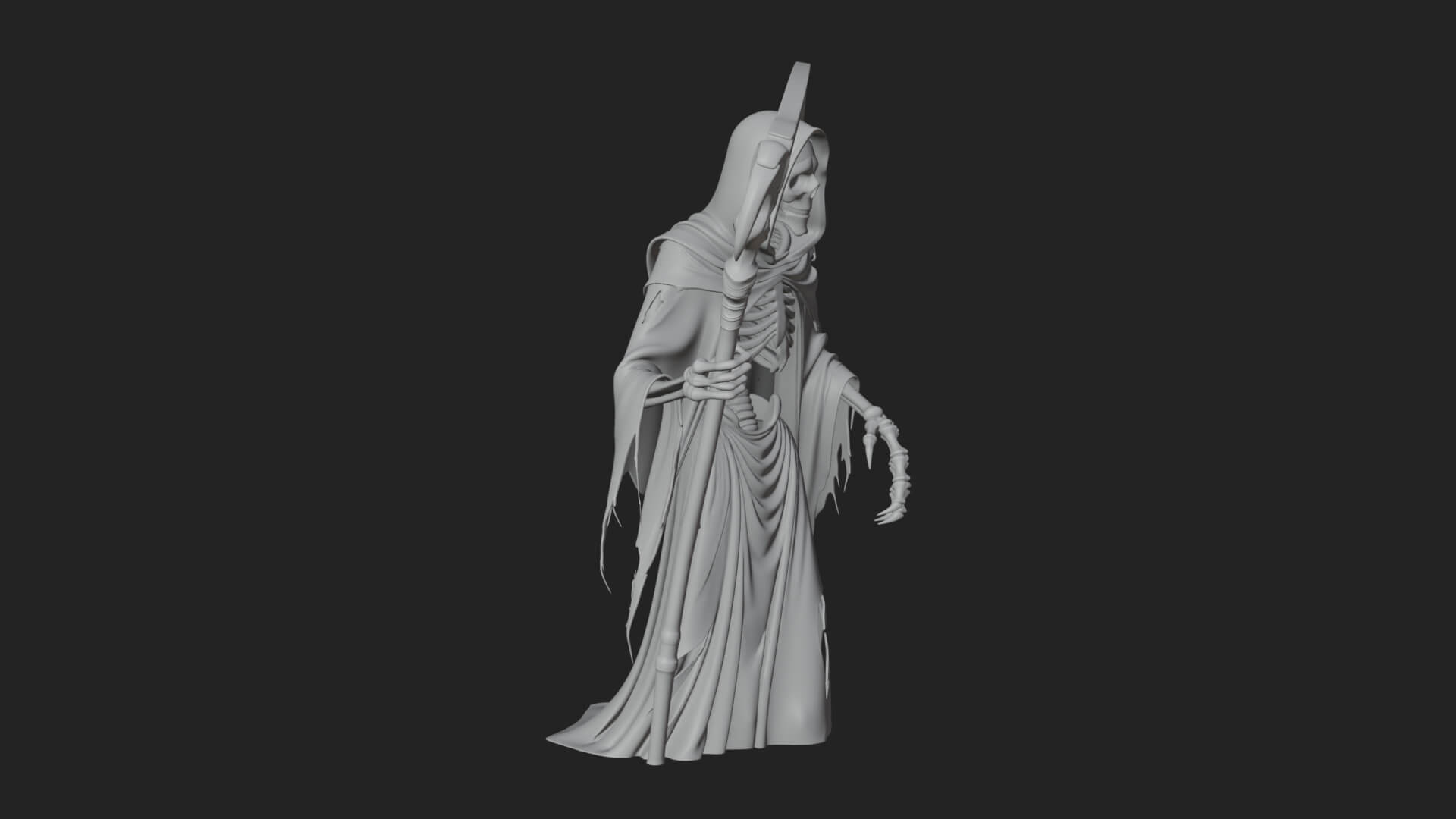 Hooded Skeleton Reaper Statue Design 35 3D Print Model 3D Model