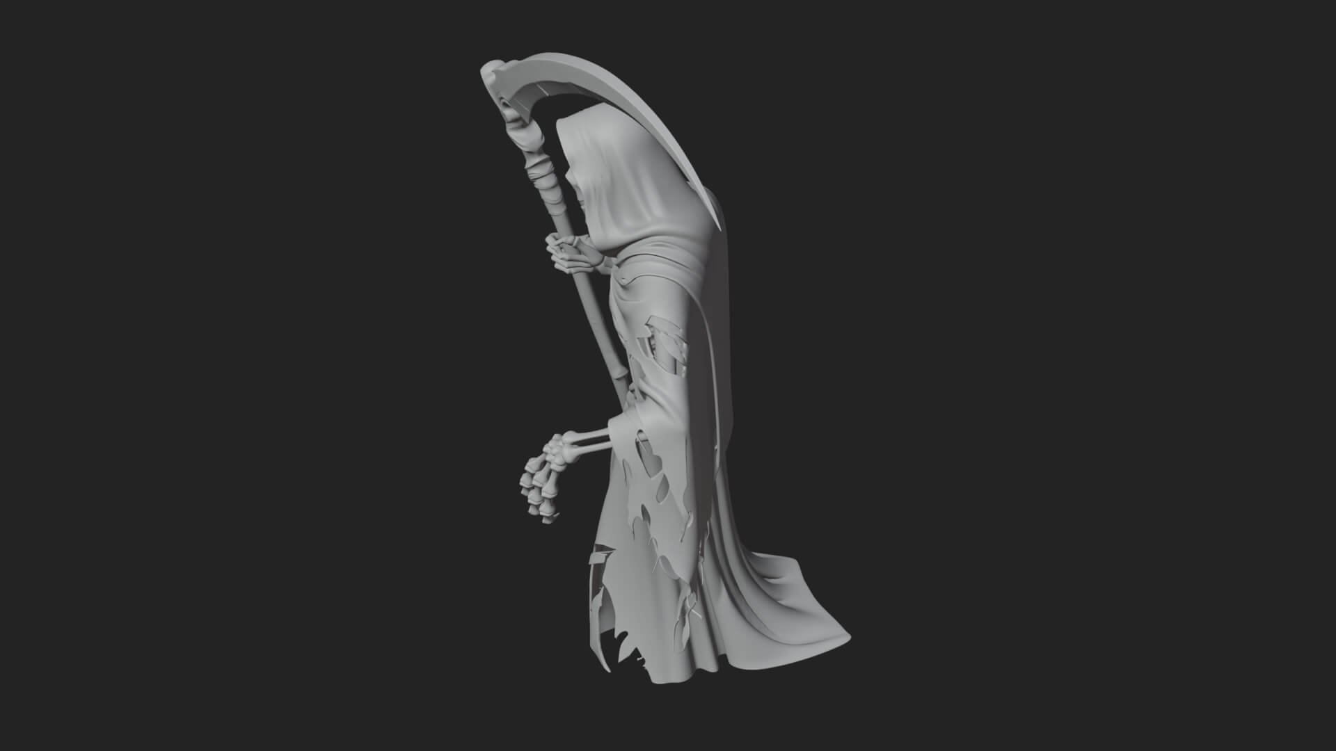 Hooded Skeleton Reaper Statue Design 35 3D Print Model 3D Model