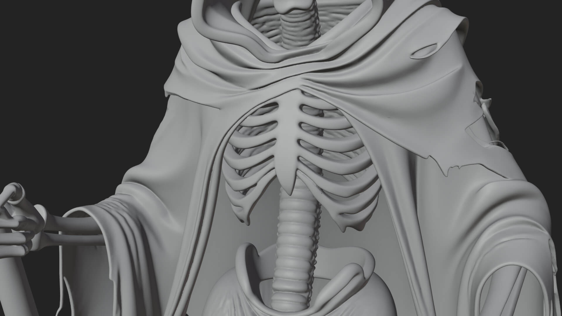 Hooded Skeleton Reaper Statue Design 35 3D Print Model 3D Model