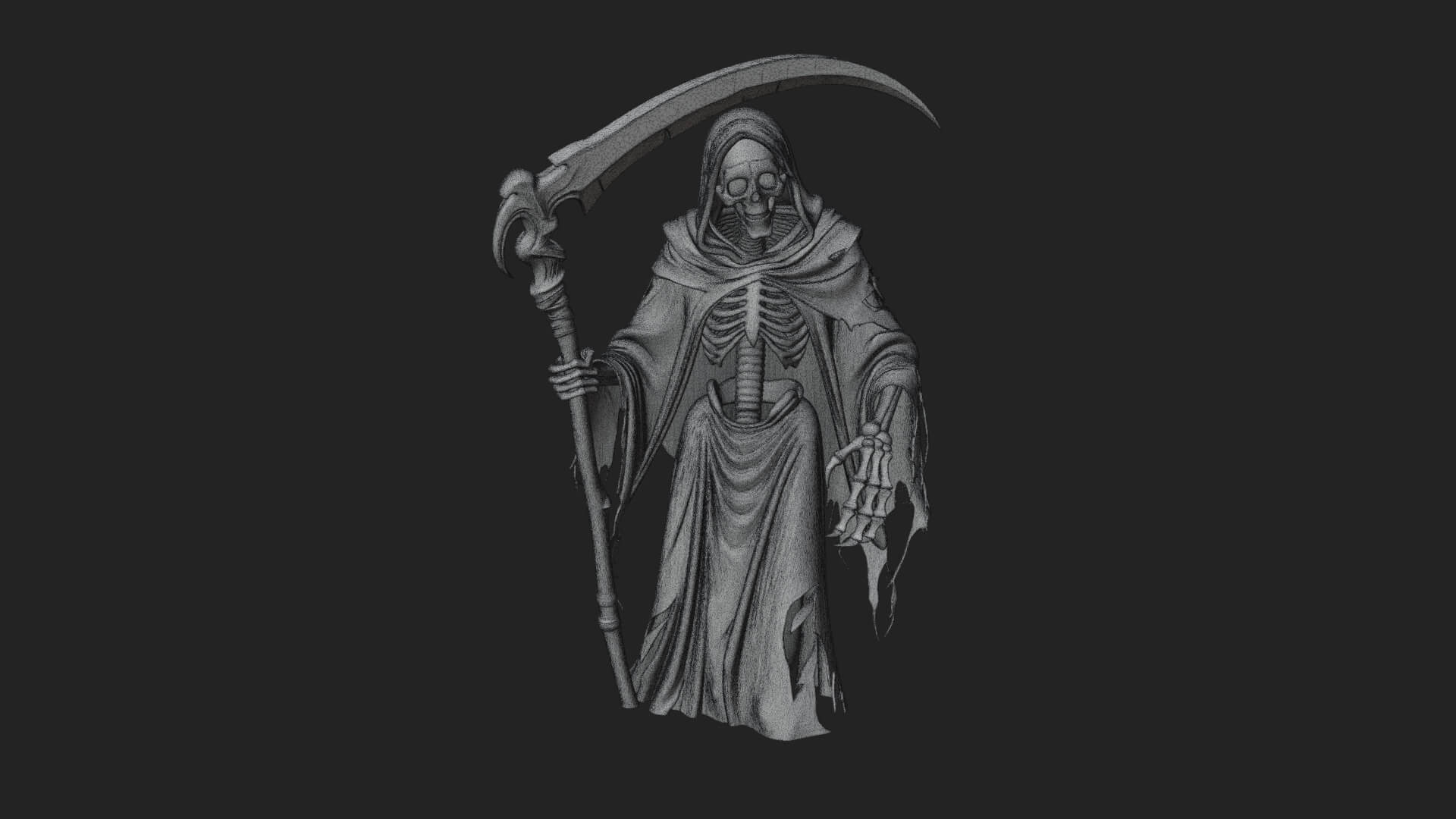 Hooded Skeleton Reaper Statue Design 35 3D Print Model 3D Model