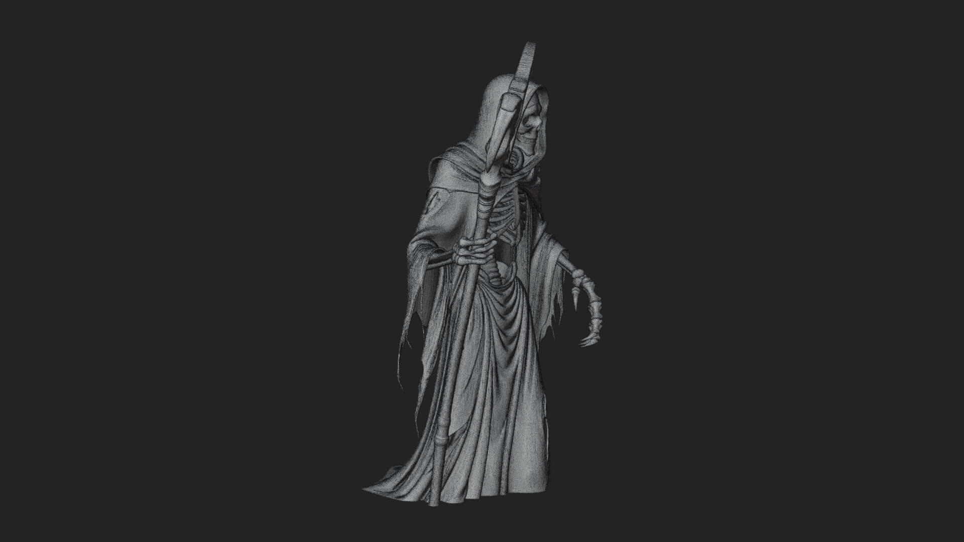 Hooded Skeleton Reaper Statue Design 35 3D Print Model 3D Model