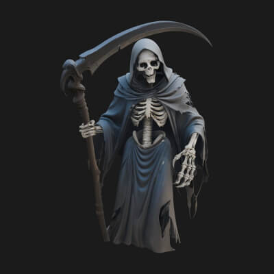 Hooded Skeleton Reaper Statue Design 35 3D Print Model