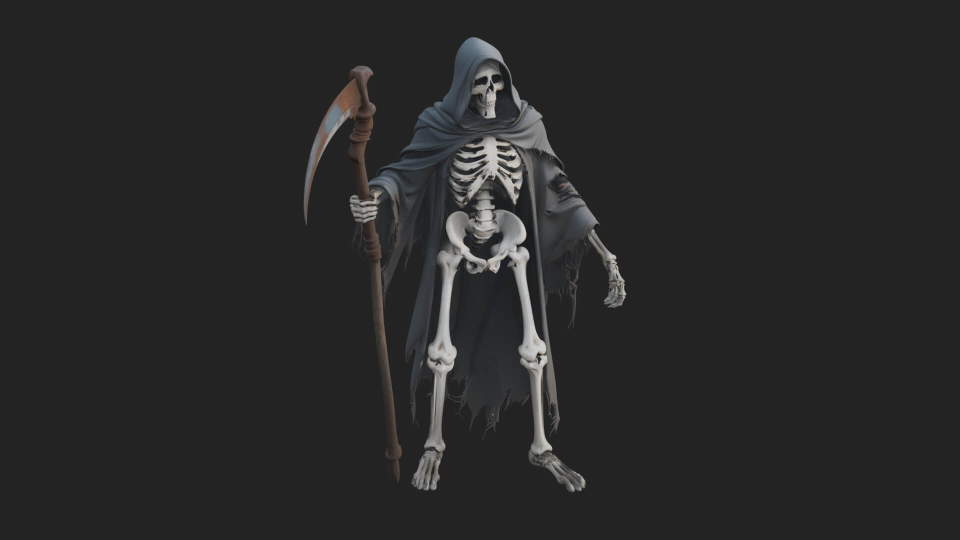 Hooded Skeleton Reaper Statue Design 36 3D Print Model 3D Model