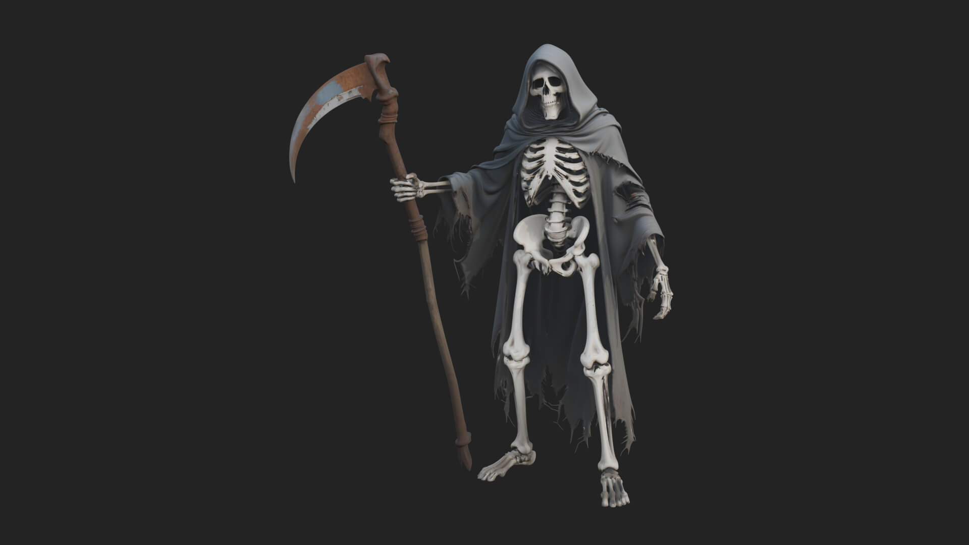 Hooded Skeleton Reaper Statue Design 36 3D Print Model 3D Model