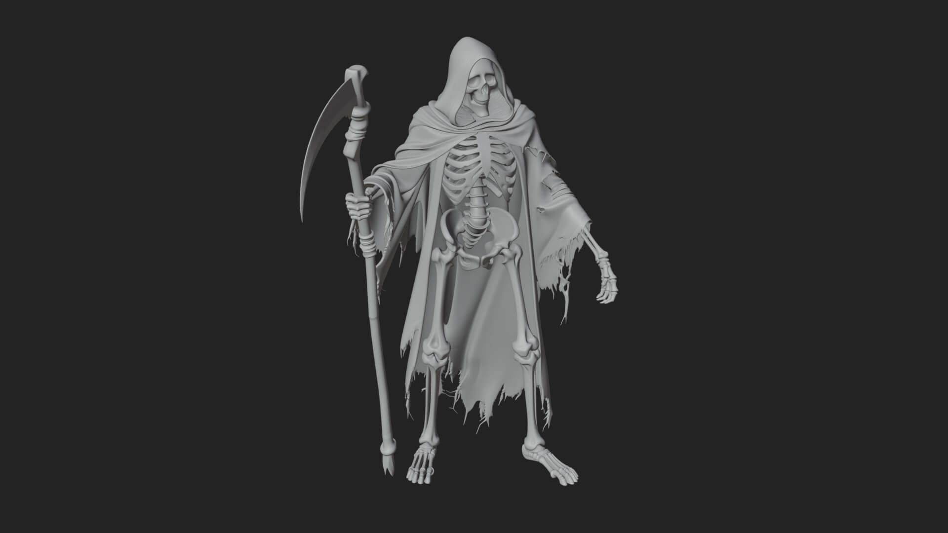 Hooded Skeleton Reaper Statue Design 36 3D Print Model 3D Model