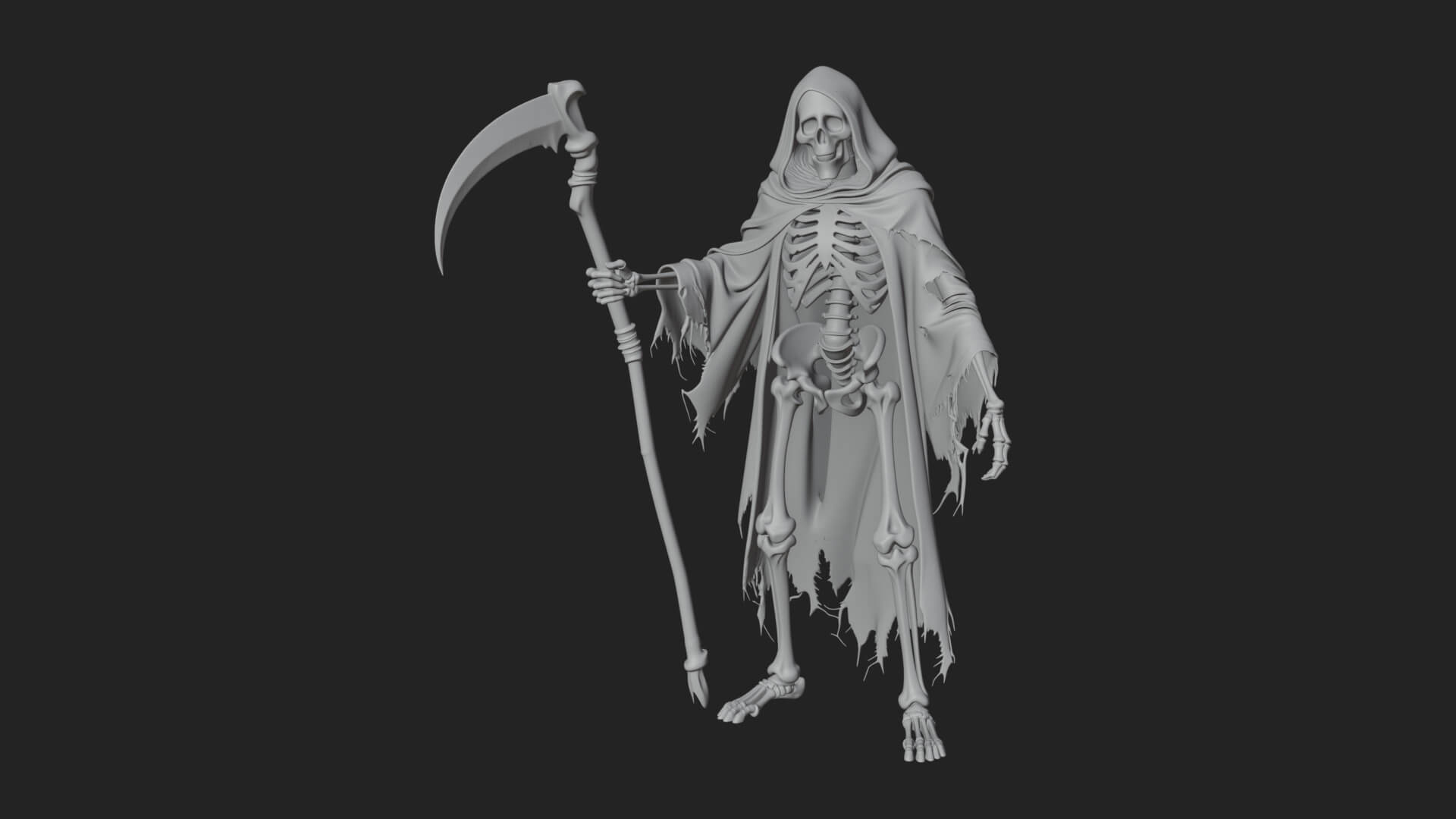 Hooded Skeleton Reaper Statue Design 36 3D Print Model 3D Model