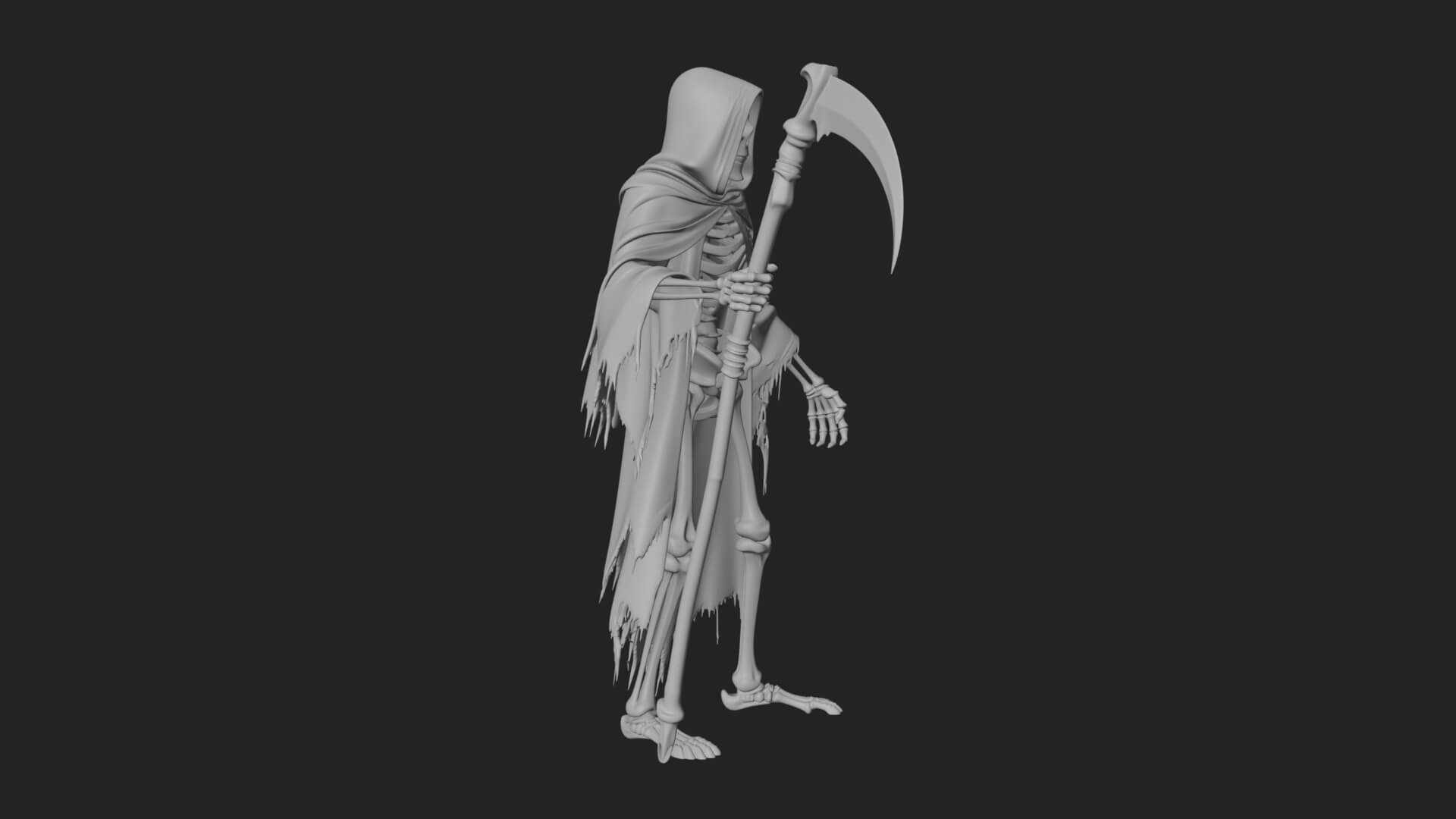 Hooded Skeleton Reaper Statue Design 36 3D Print Model 3D Model
