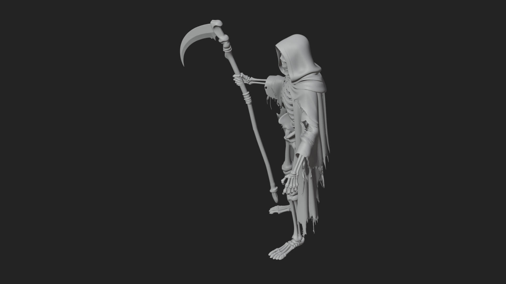 Hooded Skeleton Reaper Statue Design 36 3D Print Model 3D Model