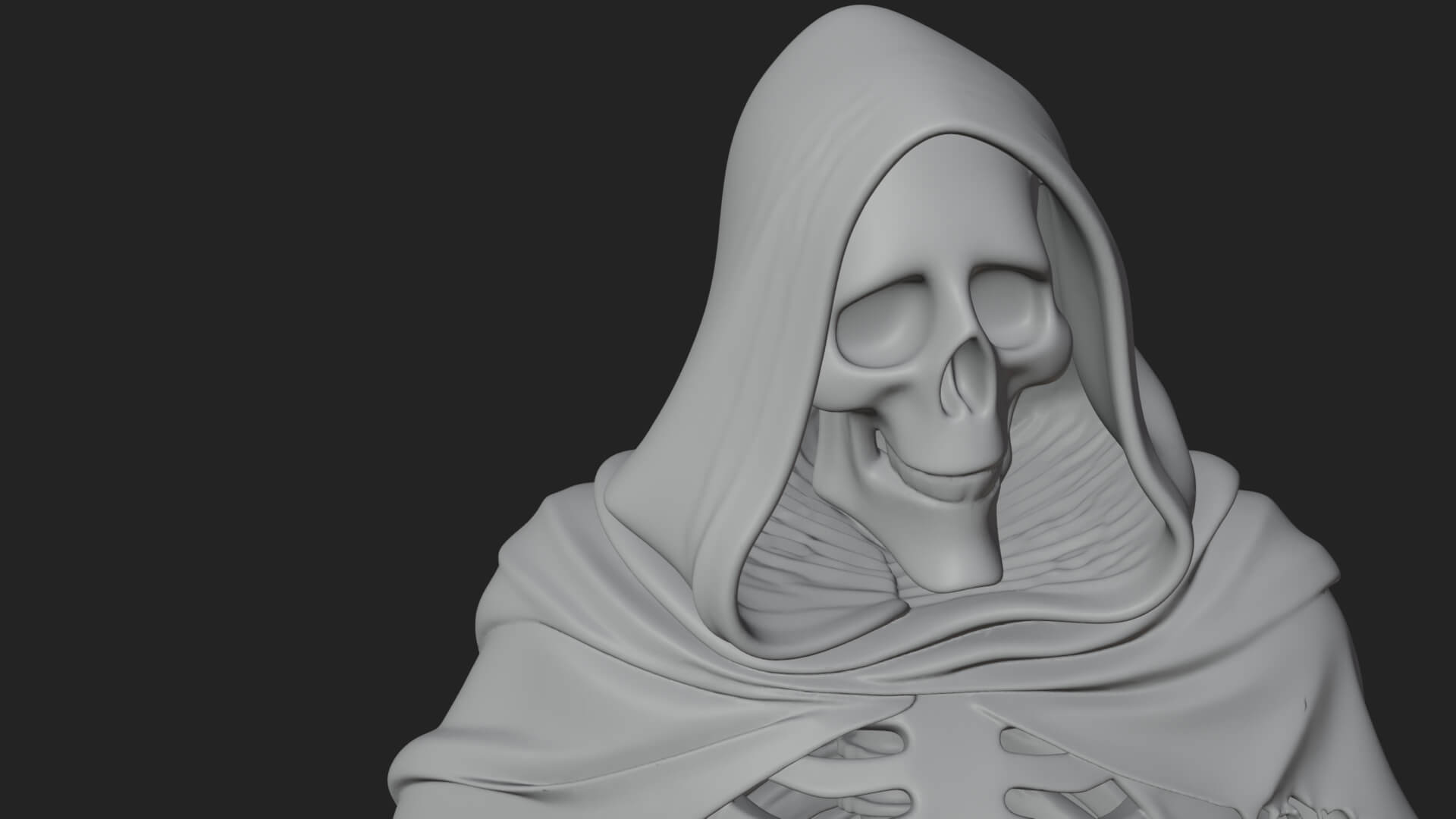 Hooded Skeleton Reaper Statue Design 36 3D Print Model 3D Model