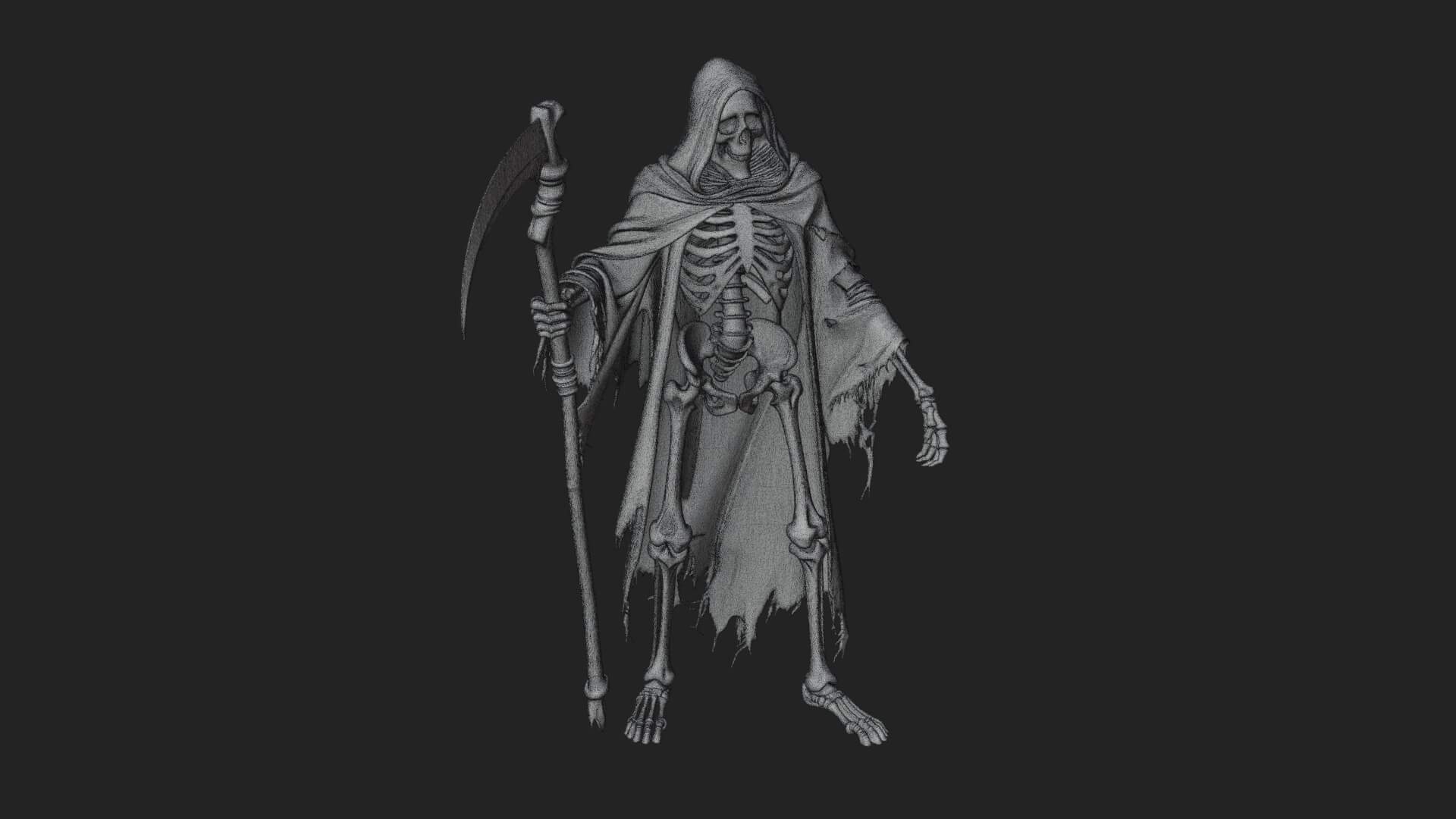 Hooded Skeleton Reaper Statue Design 36 3D Print Model 3D Model