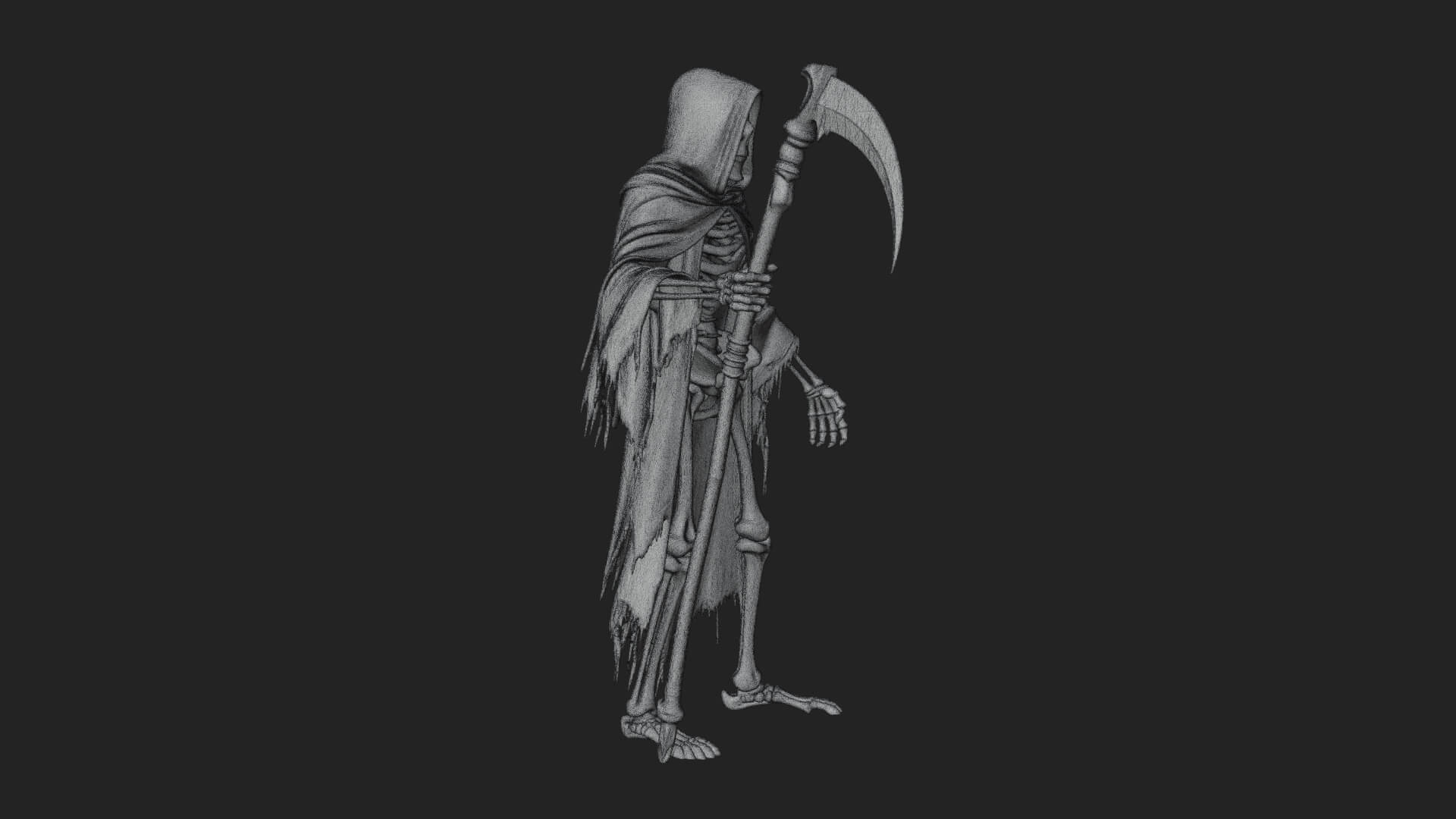 Hooded Skeleton Reaper Statue Design 36 3D Print Model 3D Model