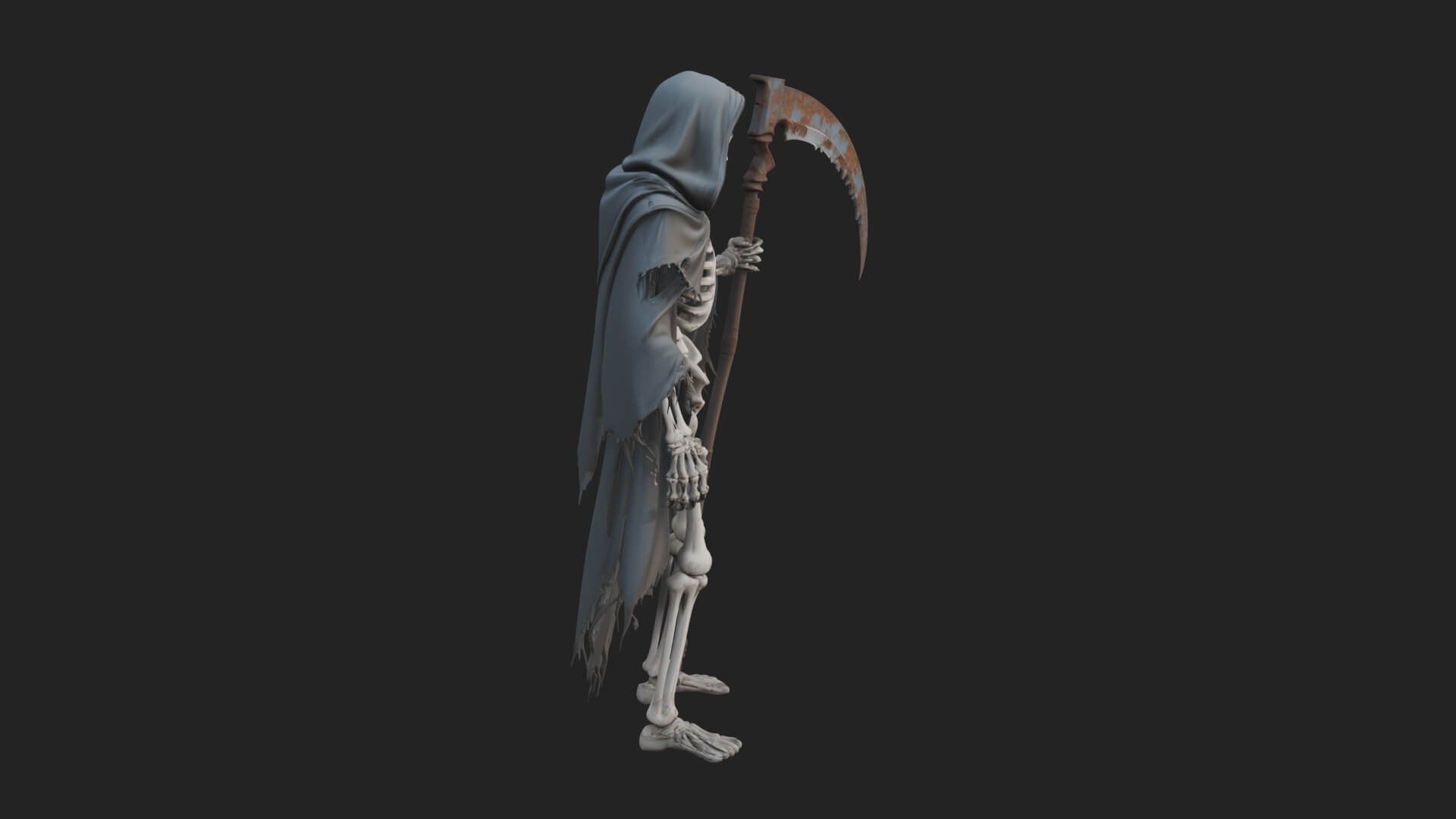 Hooded Skeleton Reaper Statue Design 37 3D Print Model 3D Model